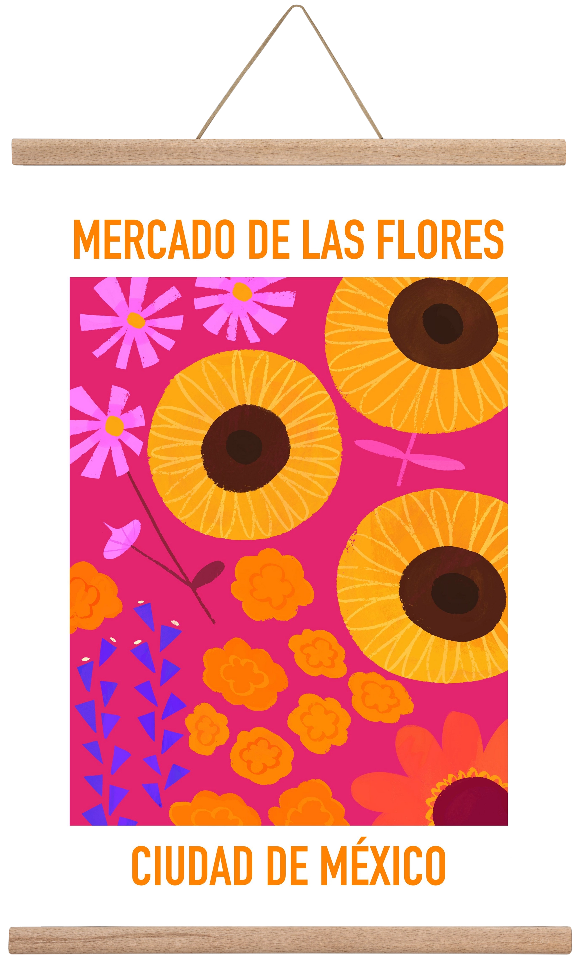 Flower Market Ciudad de México, 40x60 cm (40x60 cm), Tölgy akasztó