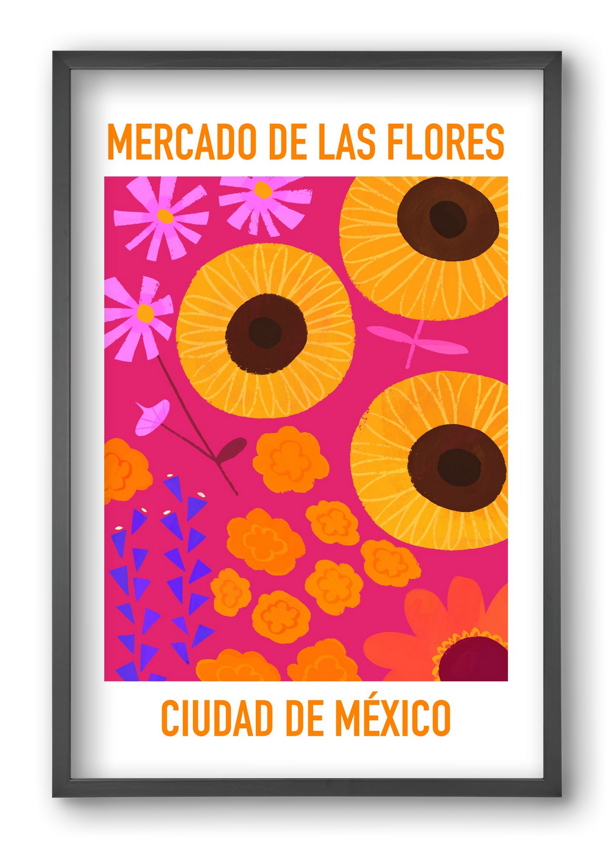 Flower Market Ciudad de México, 40x60 cm (40x60 cm), Fekete keret