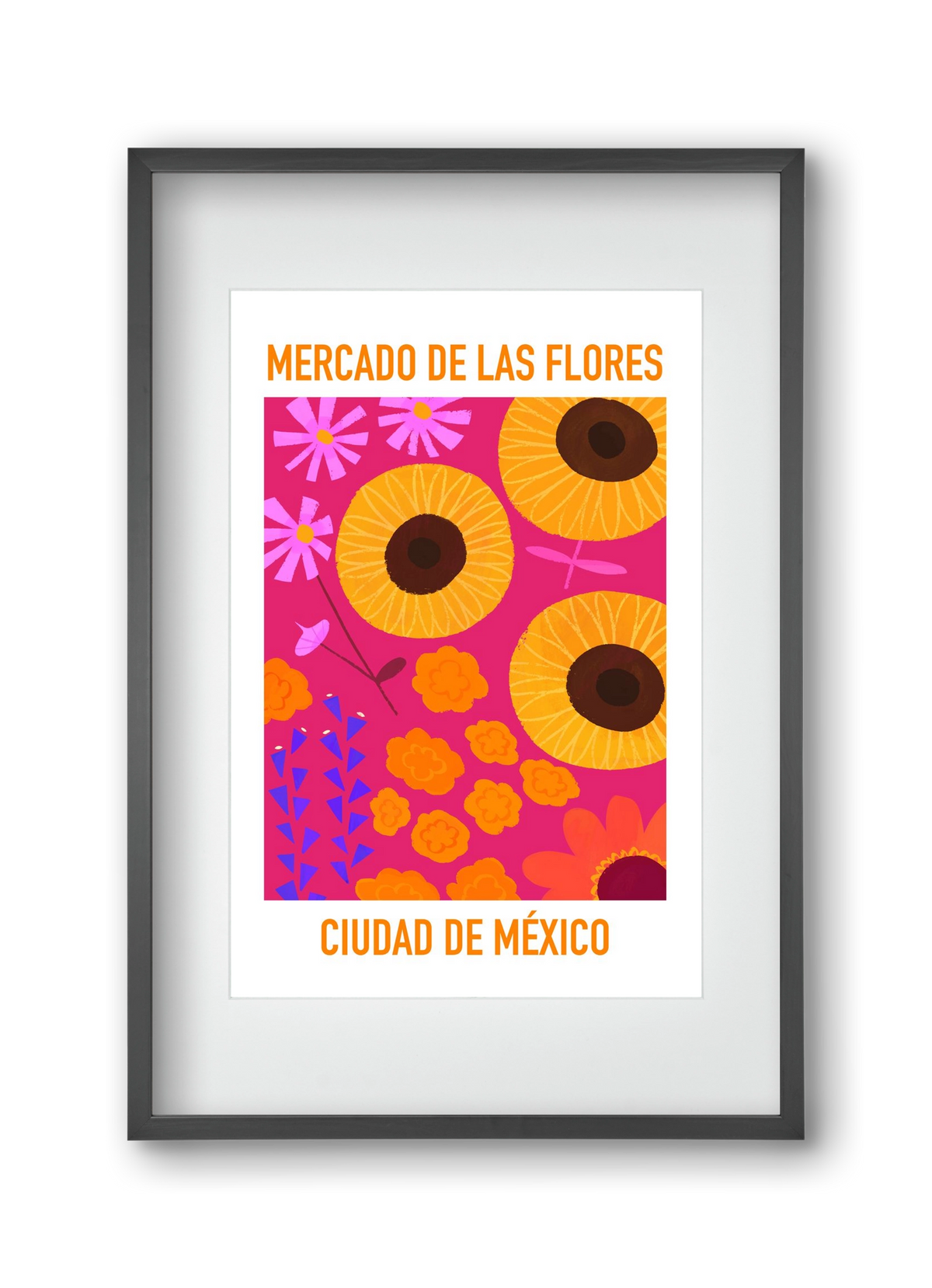 Flower Market Ciudad de México, 30x45 cm (20x30 cm), Fekete keret, paszpartuval