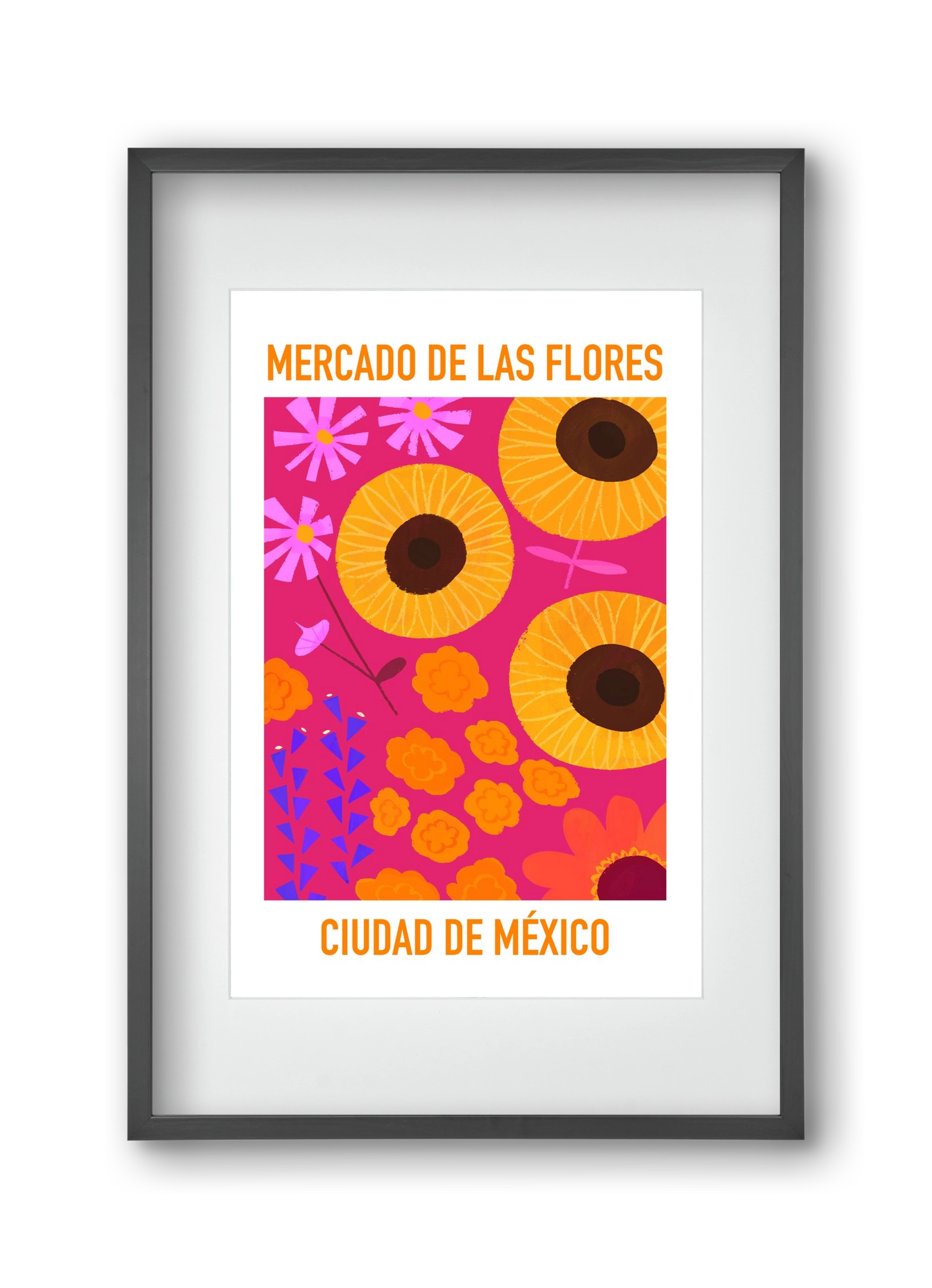 Flower Market Ciudad de México, 30x45 cm (20x30 cm), Fekete keret, paszpartuval