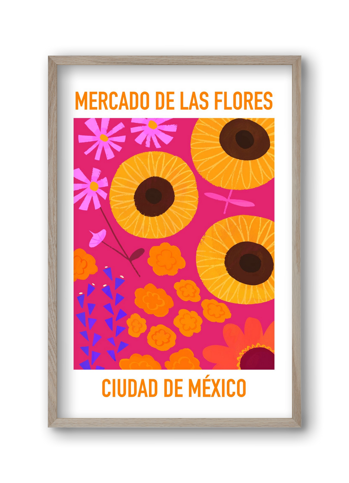 Flower Market Ciudad de México, 30x45 cm (30x45 cm), Tölgy keret