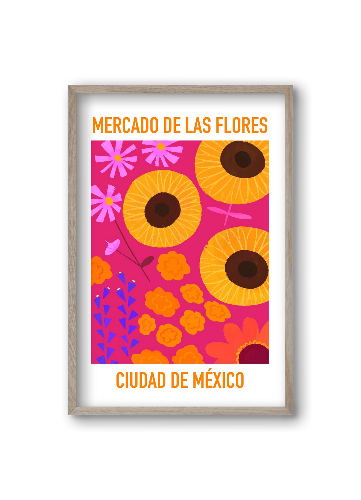 Flower Market Ciudad de México, 20x30 cm (20x30 cm), Tölgy keret