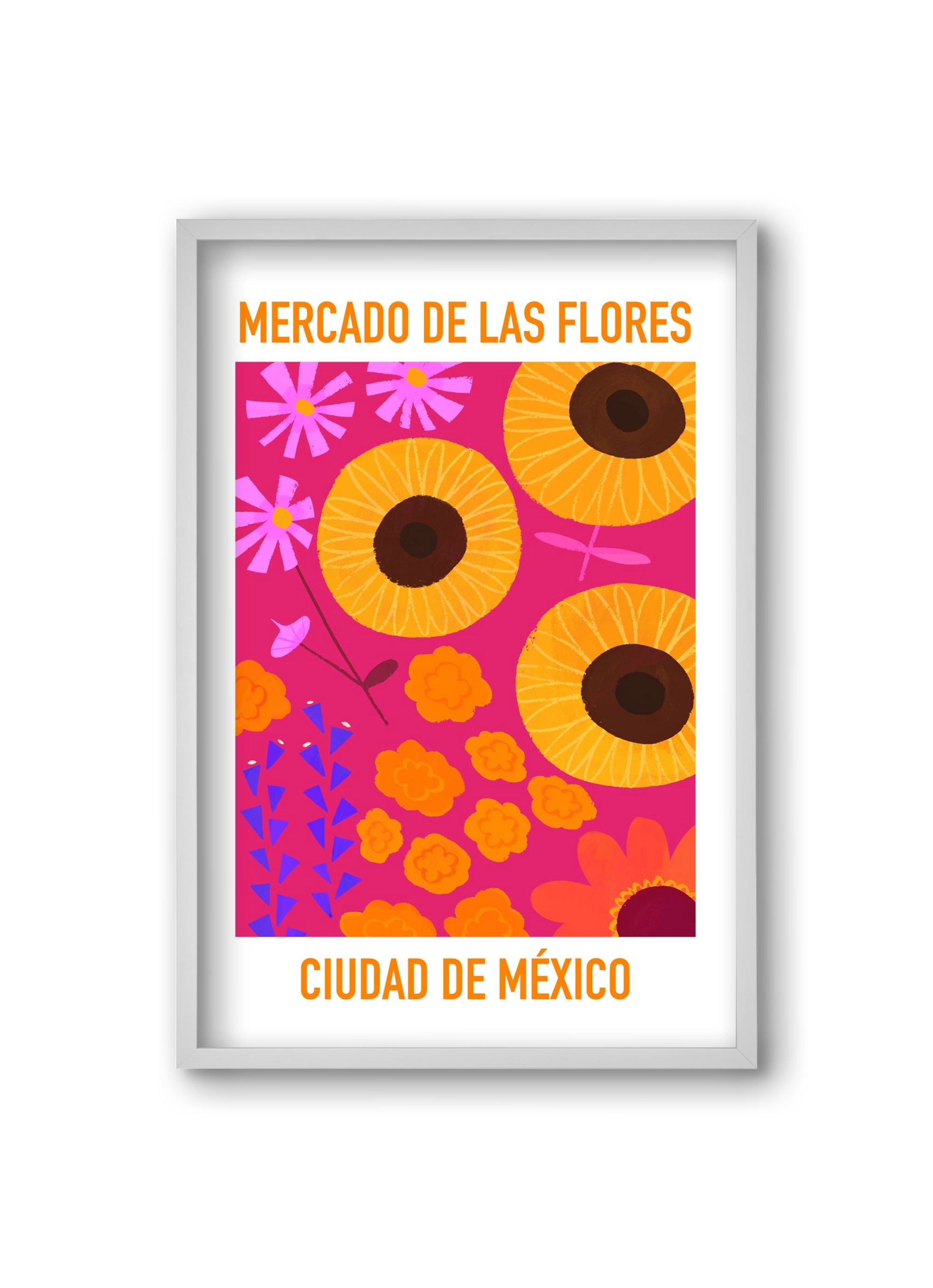 Flower Market Ciudad de México, 20x30 cm (20x30 cm), Fehér keret