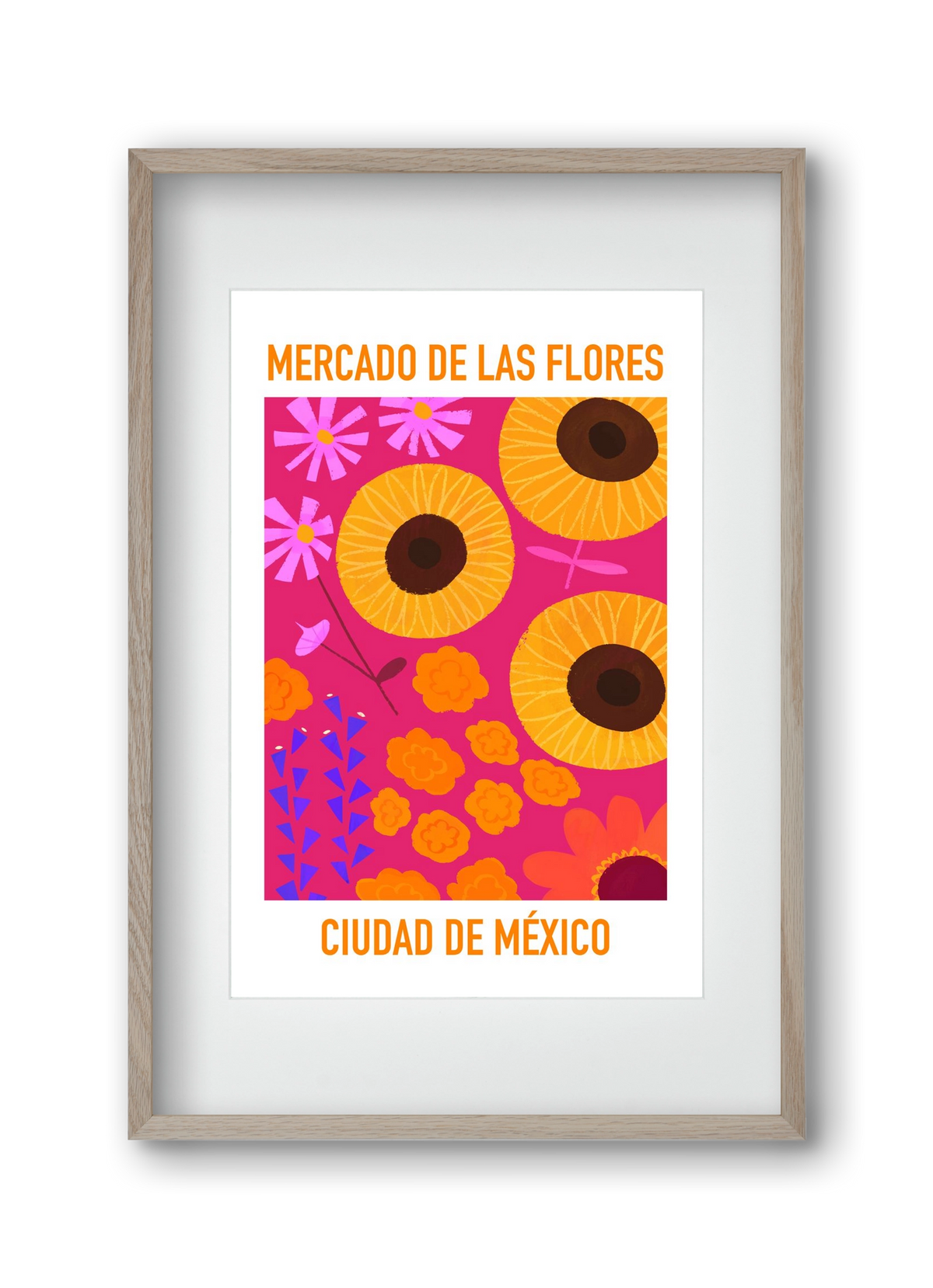 Flower Market Ciudad de México, 30x45 cm (20x30 cm), Tölgy keret, paszpartuval