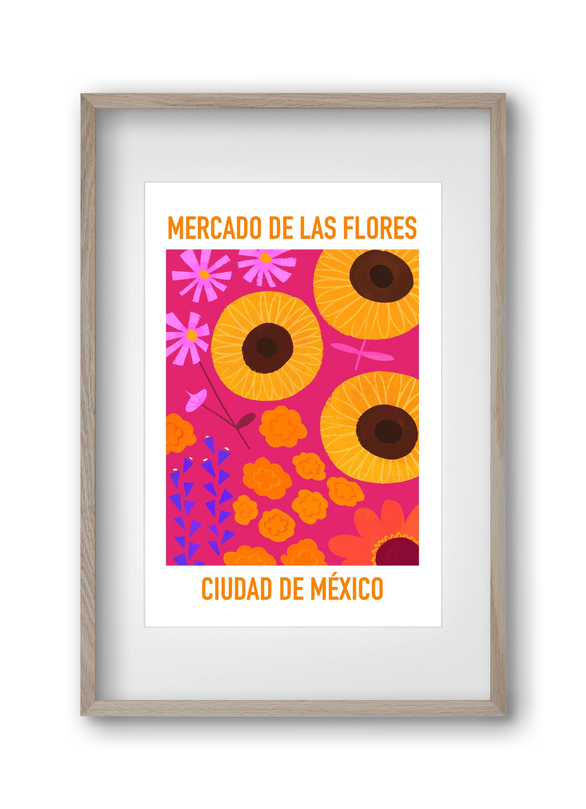 Flower Market Ciudad de México, 30x45 cm (20x30 cm), Tölgy keret, paszpartuval