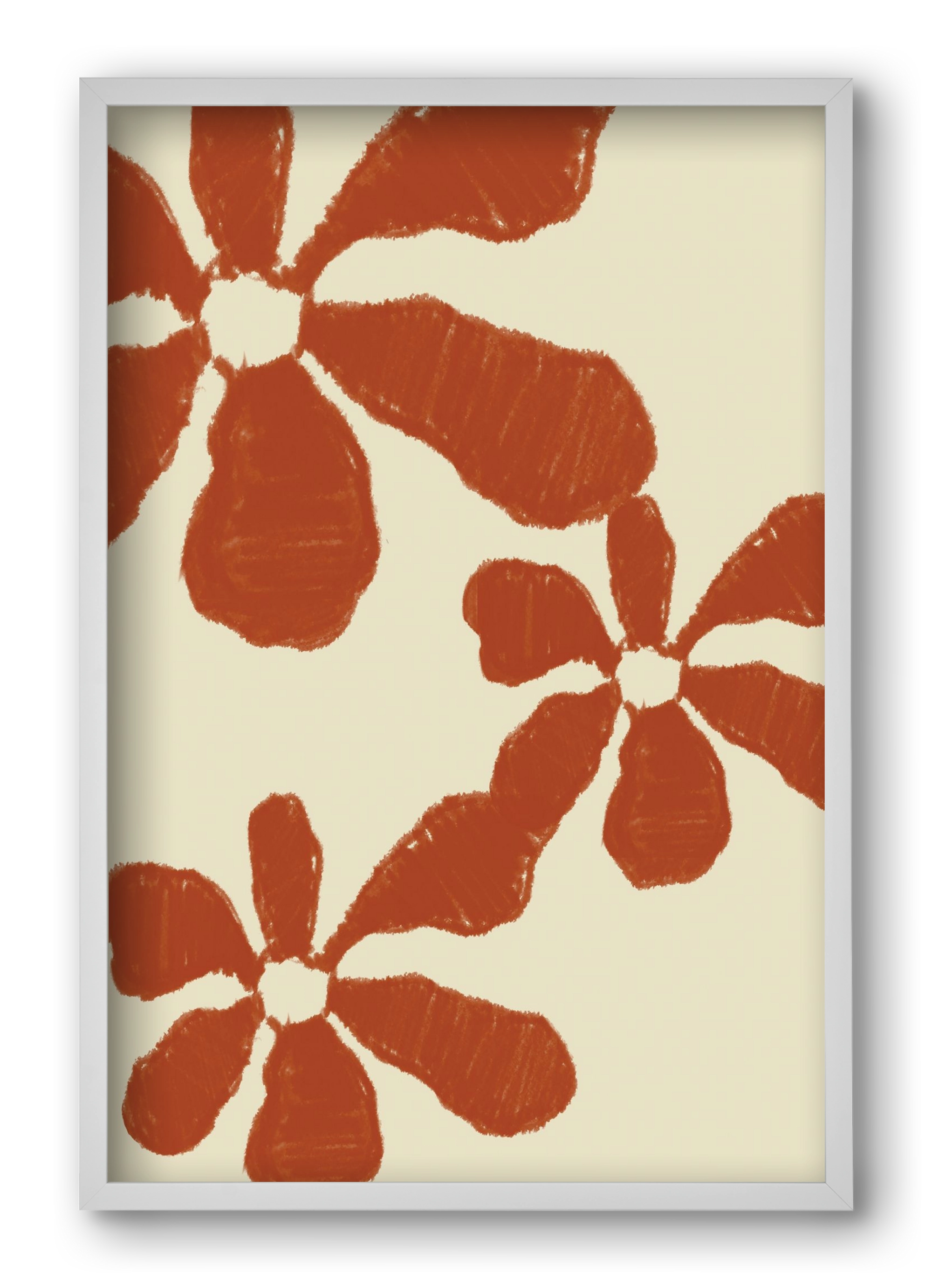 Terracotta flowers , 40x60 cm (40x60 cm), Fehér keret