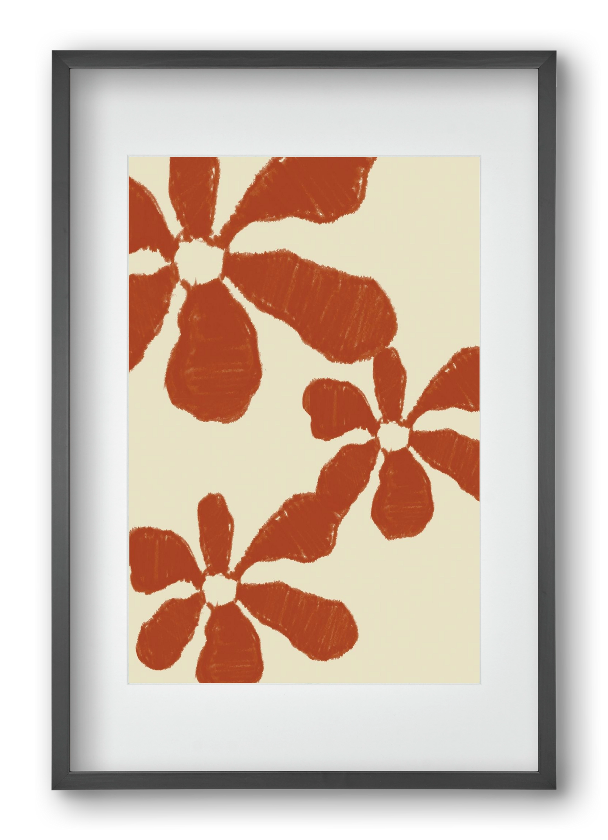 Terracotta flowers , 40x60 cm (30x45 cm), Fekete keret, paszpartuval