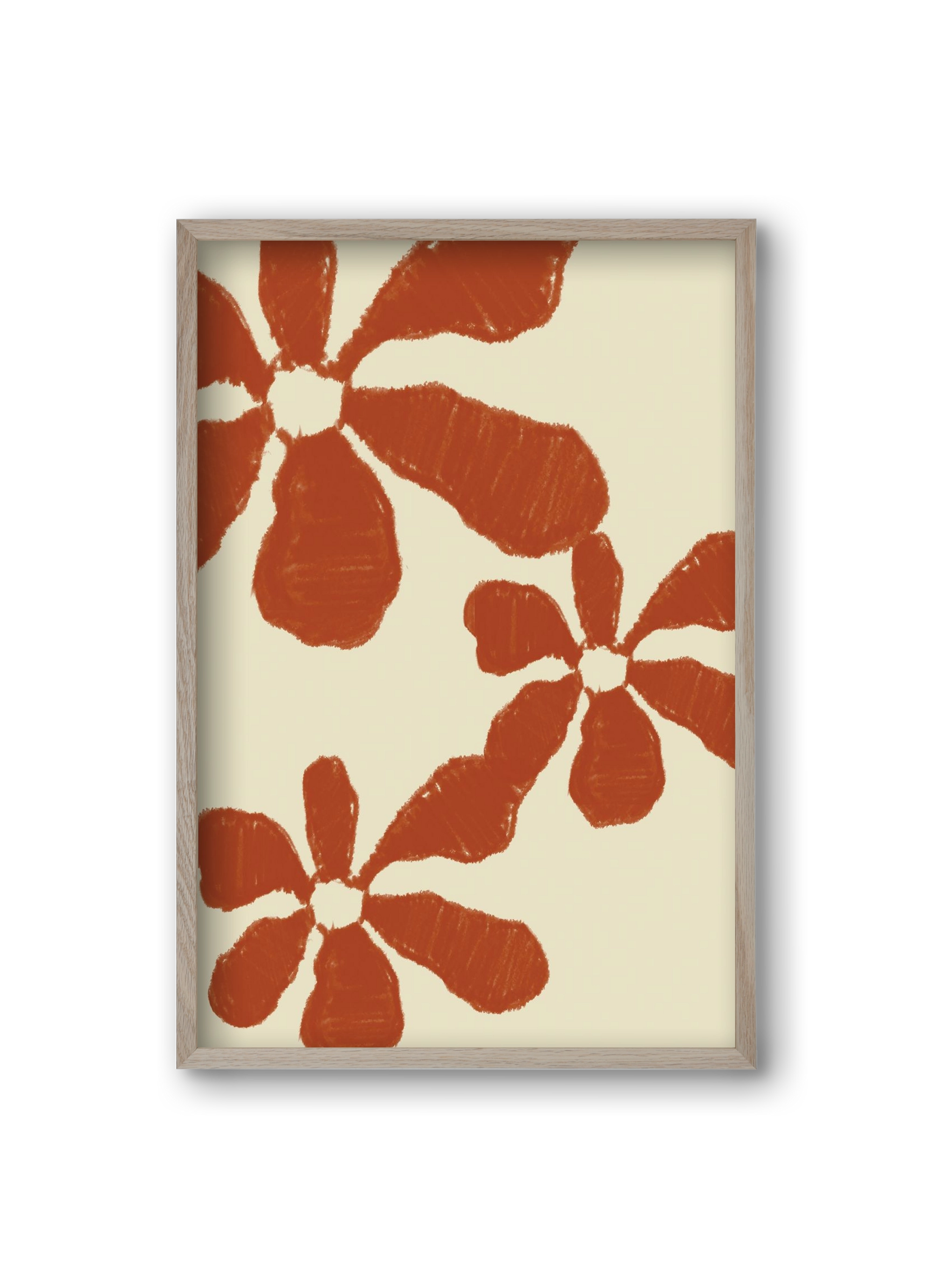 Terracotta flowers , 20x30 cm (20x30 cm), Tölgy keret