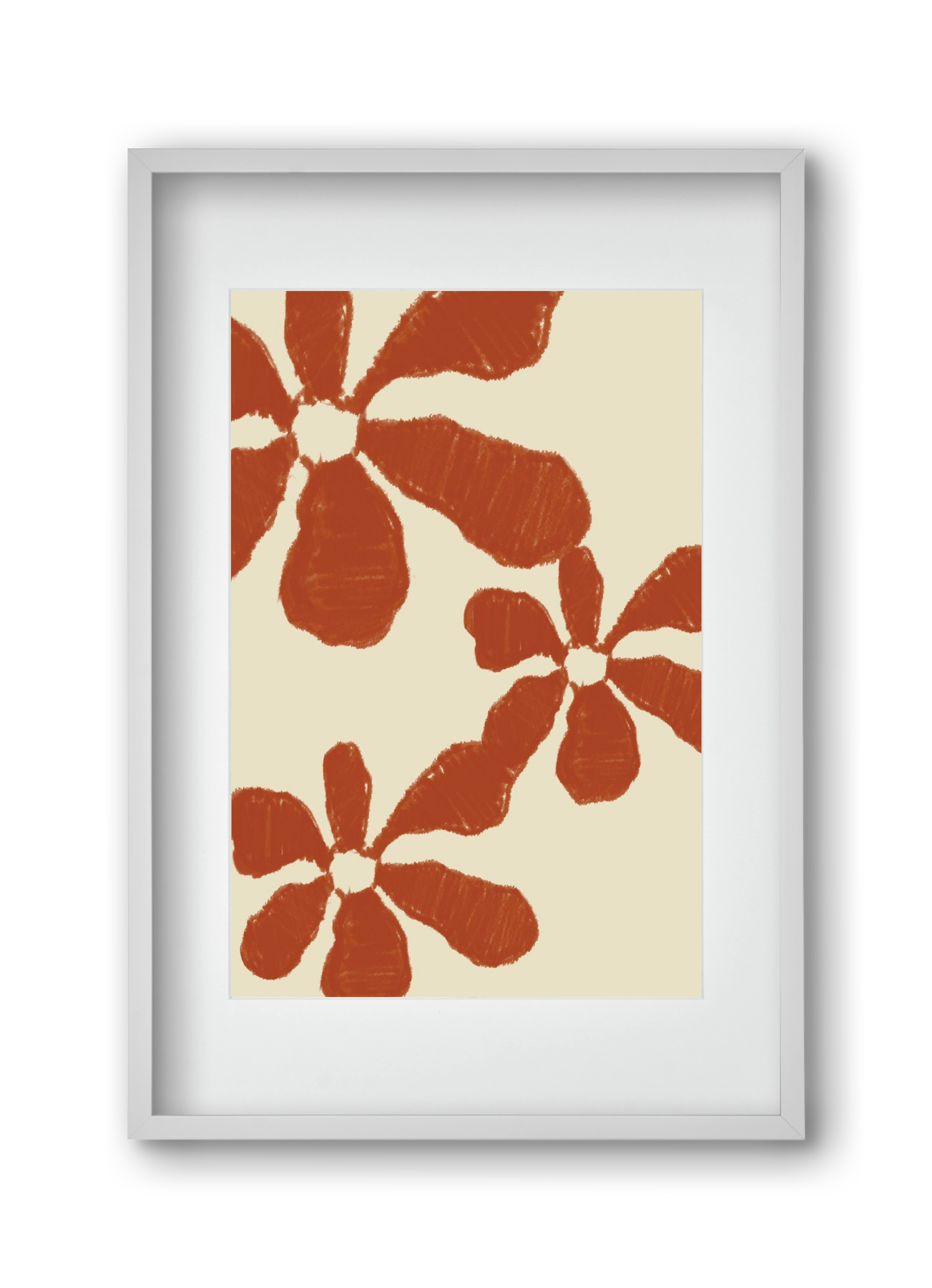 Terracotta flowers , 30x45 cm (20x30 cm), Fehér keret, paszpartuval