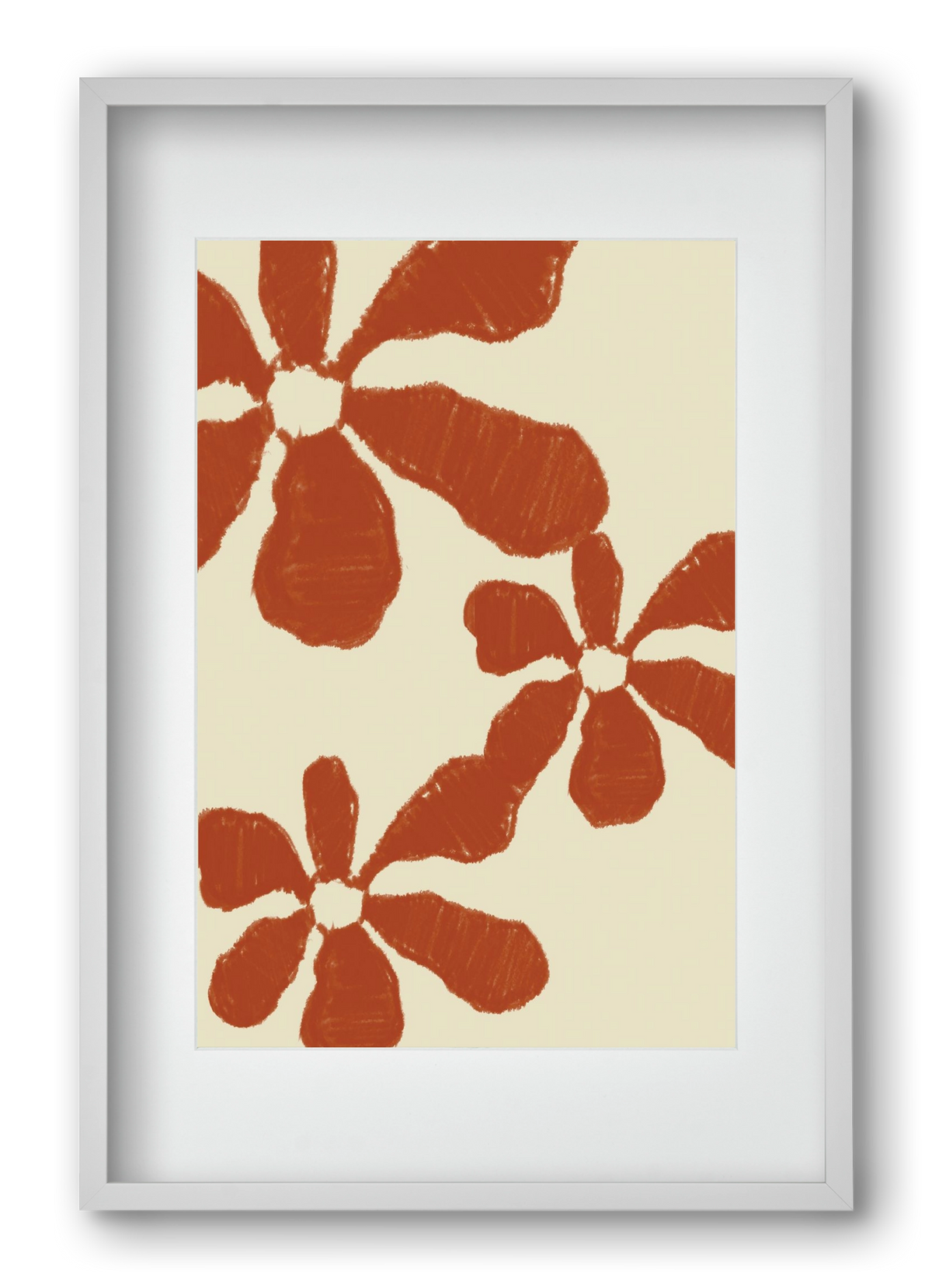 Terracotta flowers , 40x60 cm (30x45 cm), Fehér keret, paszpartuval