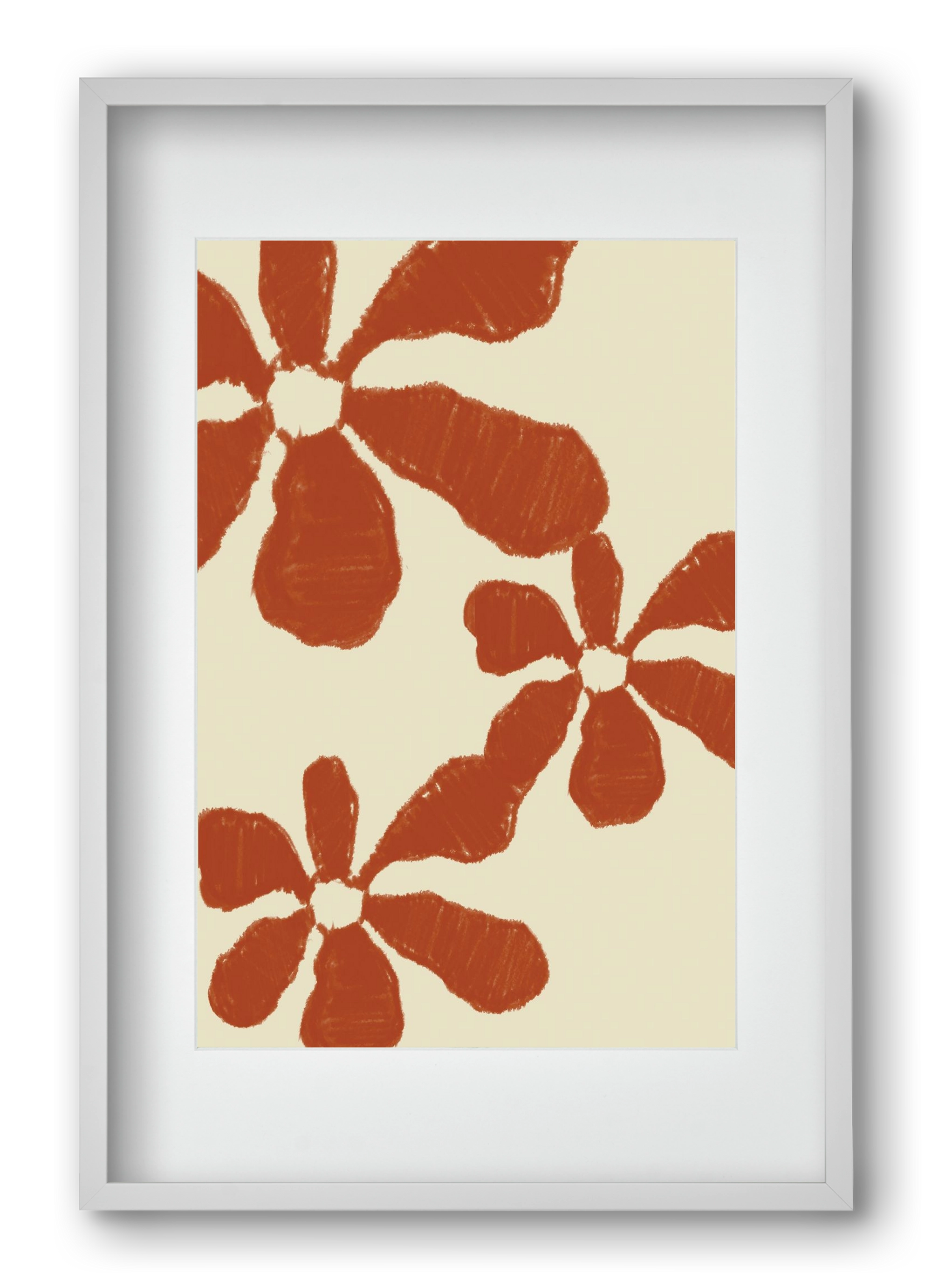 Terracotta flowers , 40x60 cm (30x45 cm), Fehér keret, paszpartuval