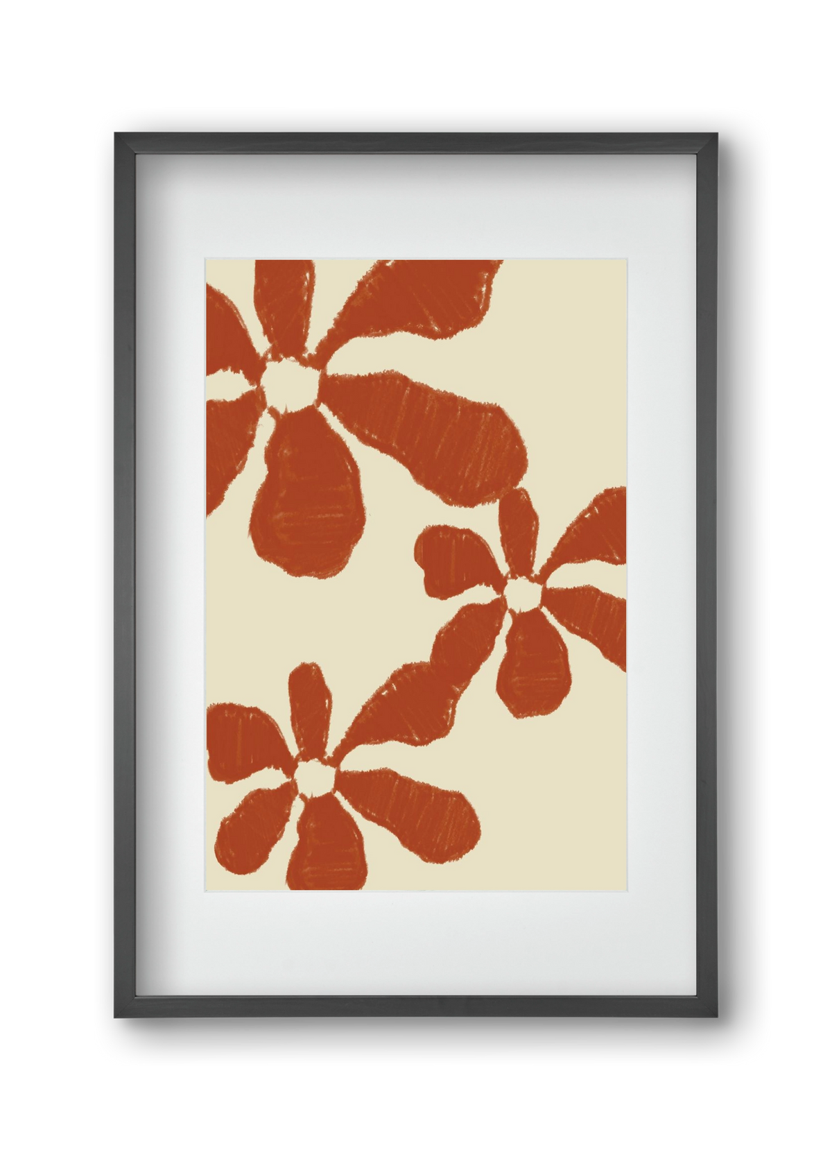Terracotta flowers , 30x45 cm (20x30 cm), Fekete keret, paszpartuval