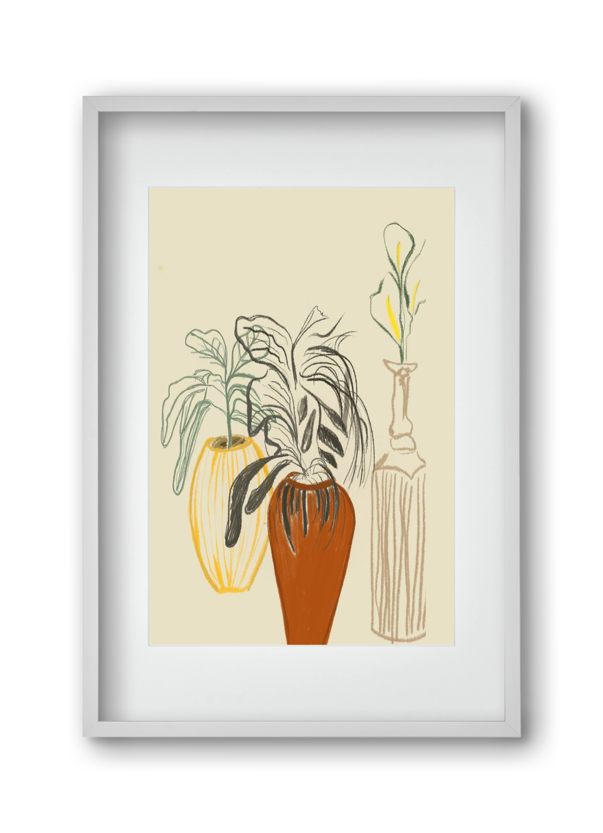 Les Vases , 30x45 cm (20x30 cm), Fehér keret, paszpartuval