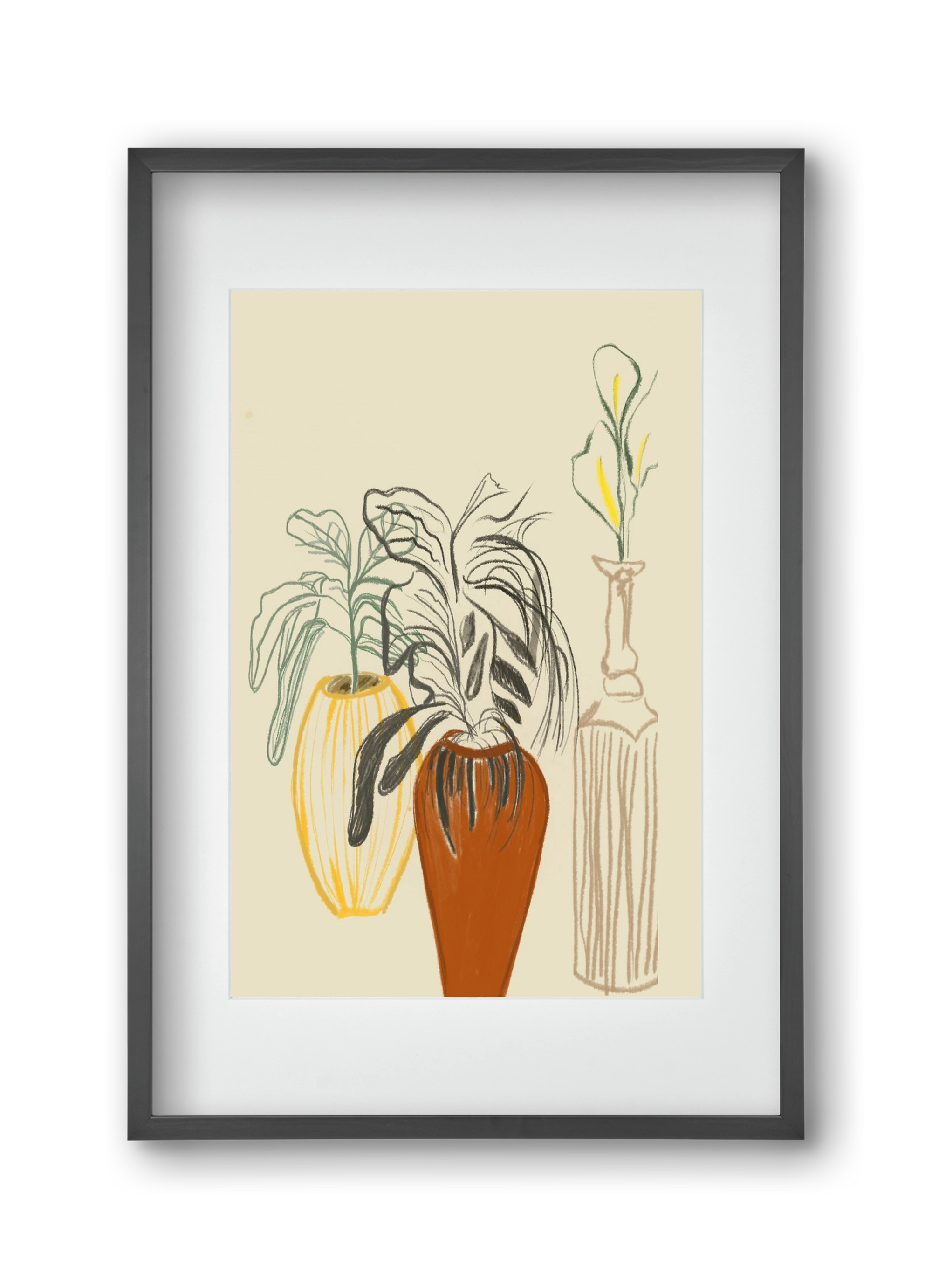 Les Vases , 30x45 cm (20x30 cm), Fekete keret, paszpartuval