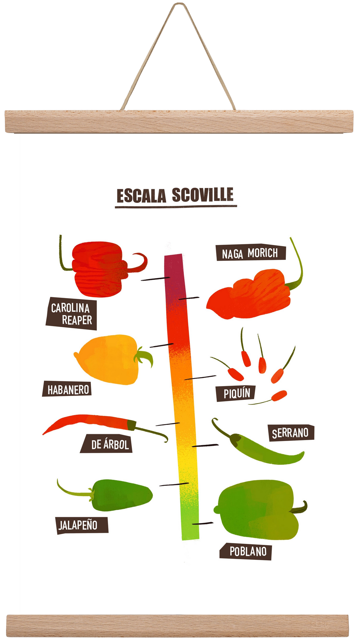 Spicy levels, 30x45 cm (30x45 cm), Tölgy akasztó