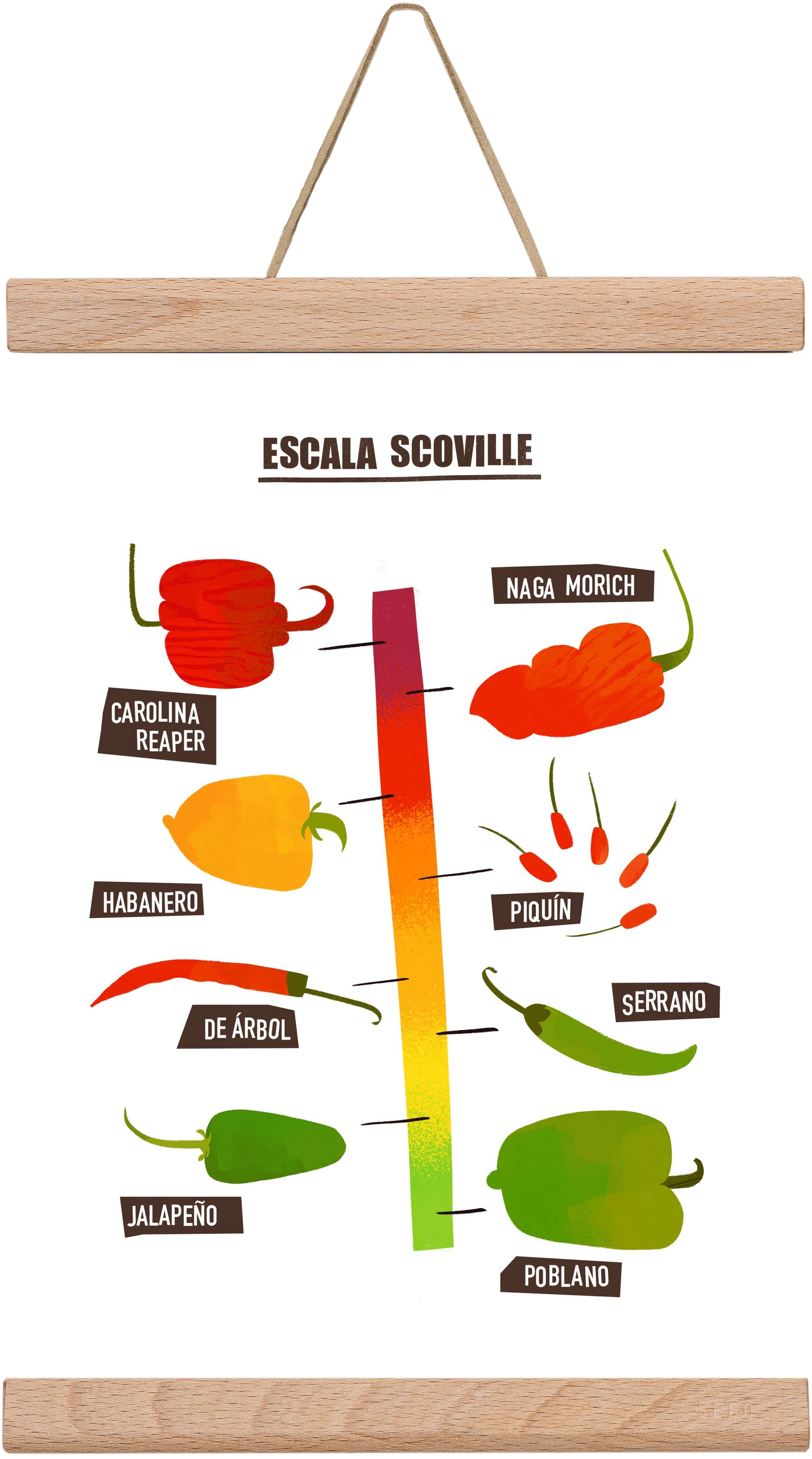 Spicy levels, 20x30 cm (20x30 cm), Tölgy akasztó