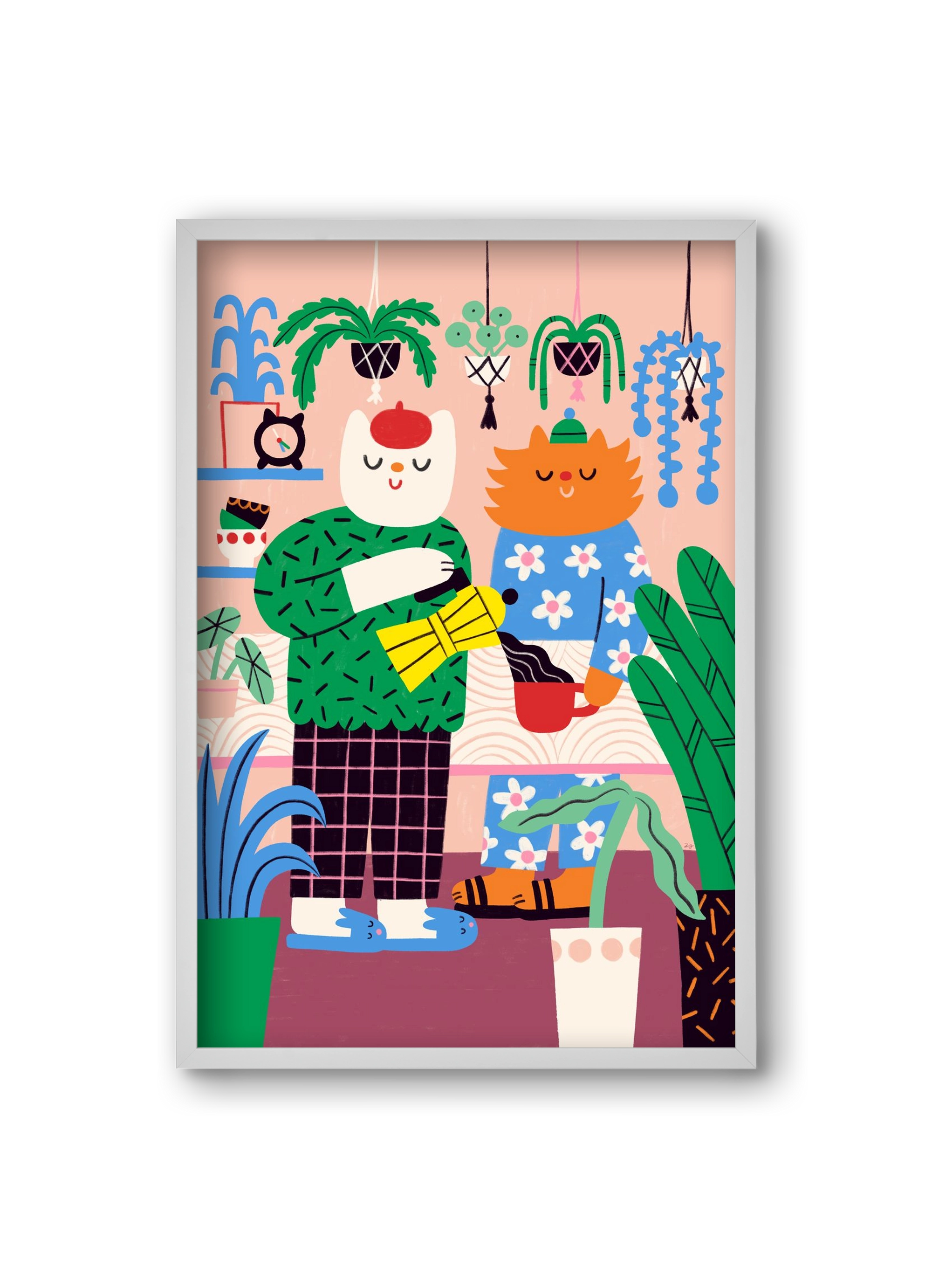 Cat Coffee, 20x30 cm (20x30 cm), Fehér keret