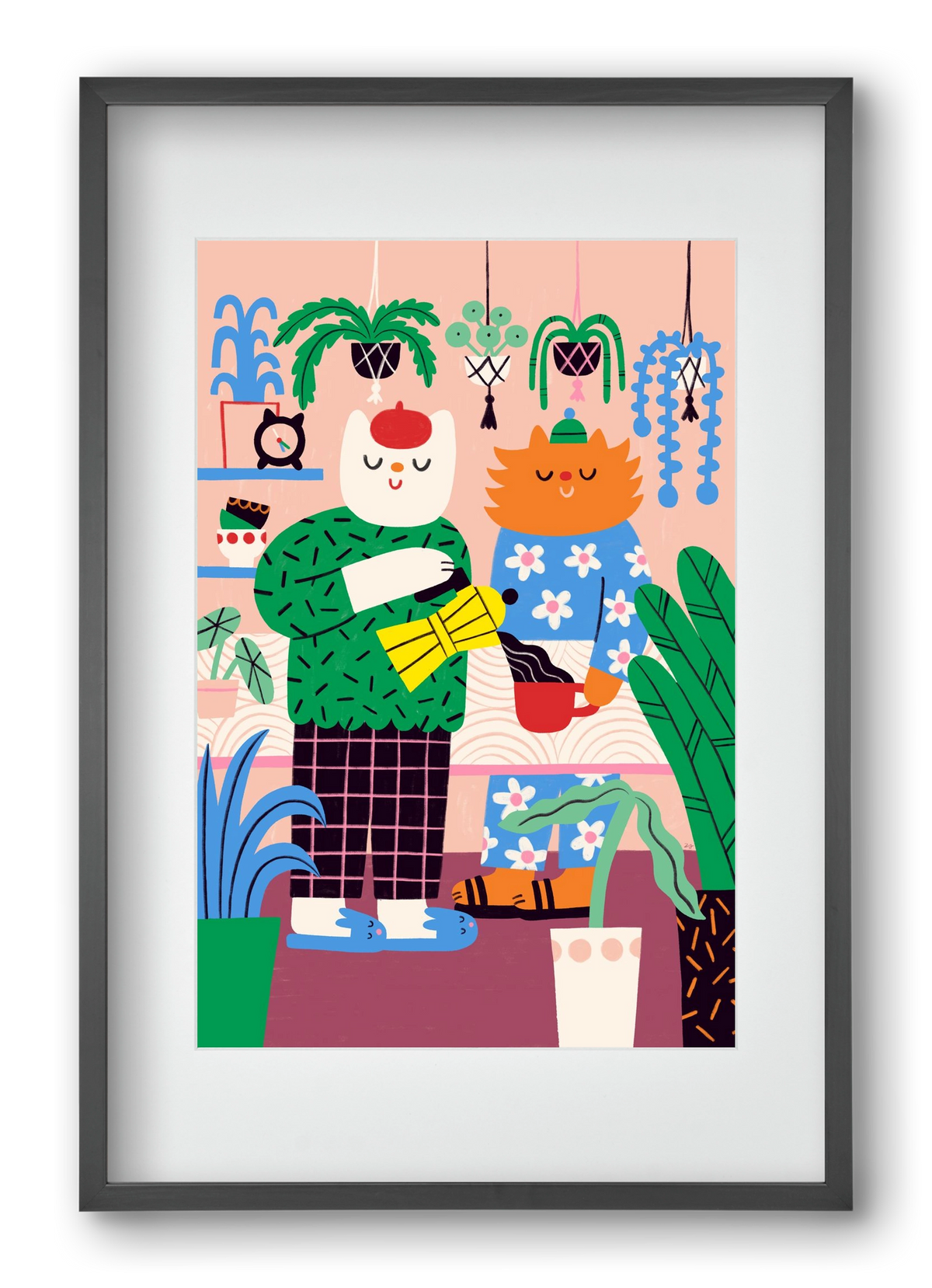 Cat Coffee, 40x60 cm (30x45 cm), Fekete keret, paszpartuval