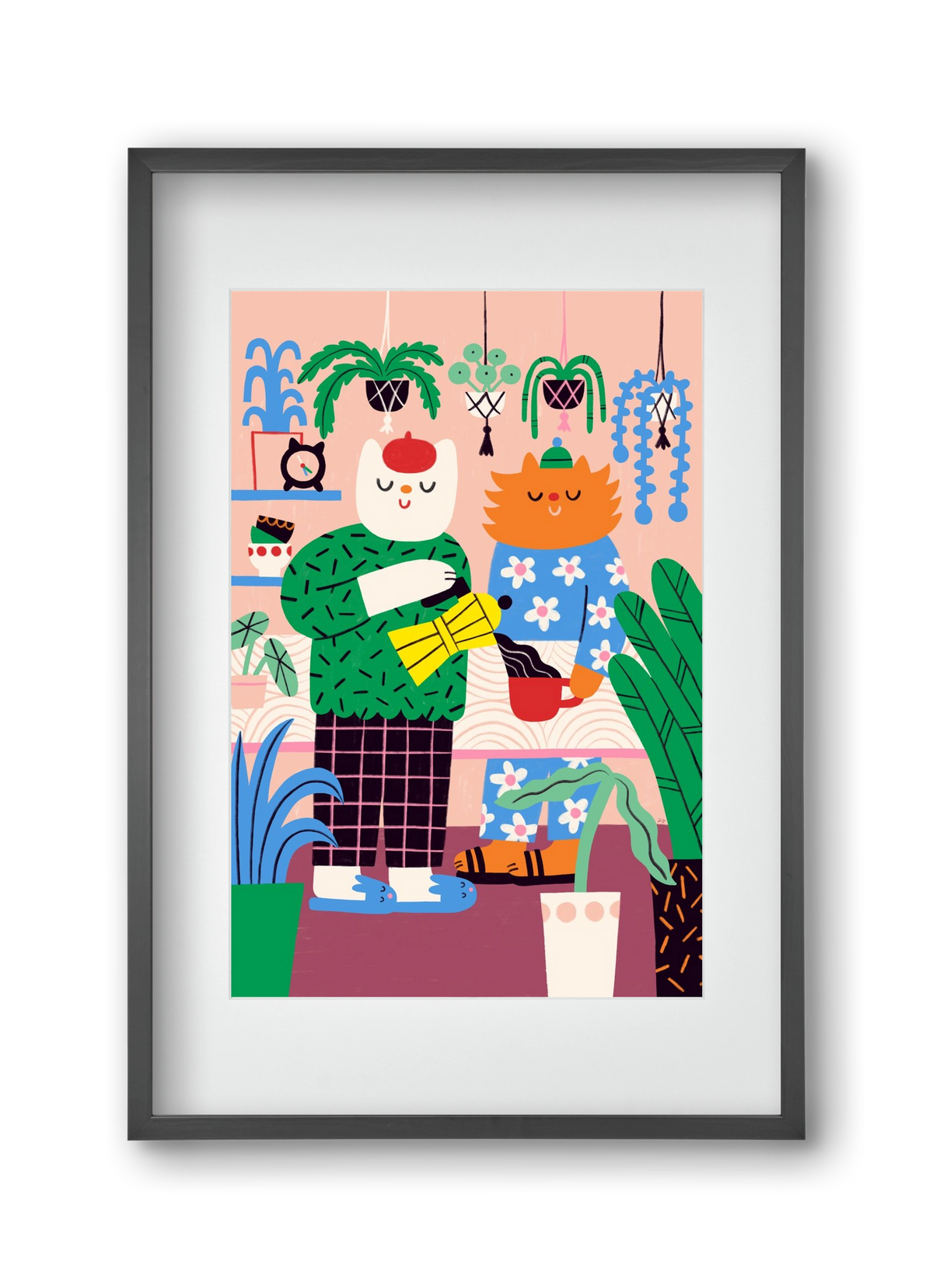 Cat Coffee, 30x45 cm (20x30 cm), Fekete keret, paszpartuval