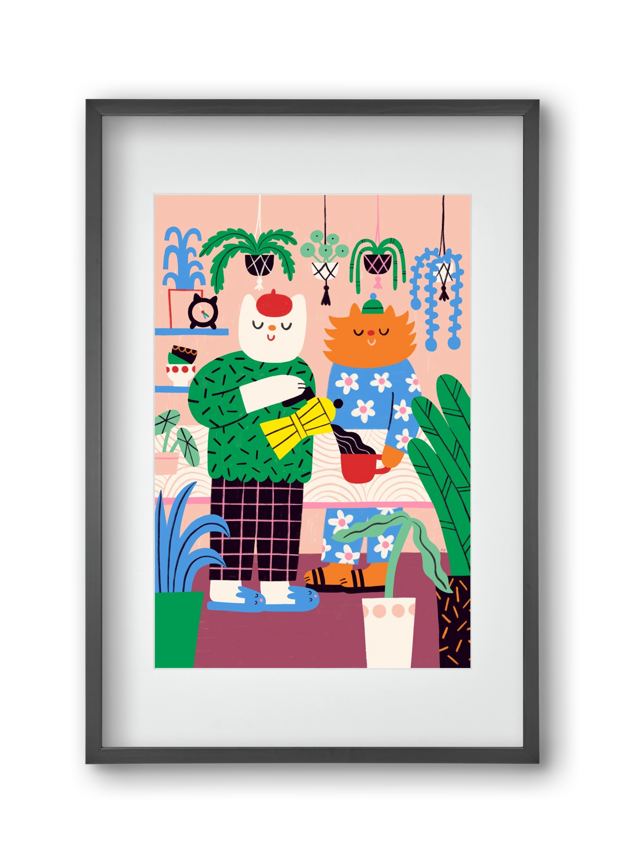 Cat Coffee, 30x45 cm (20x30 cm), Fekete keret, paszpartuval