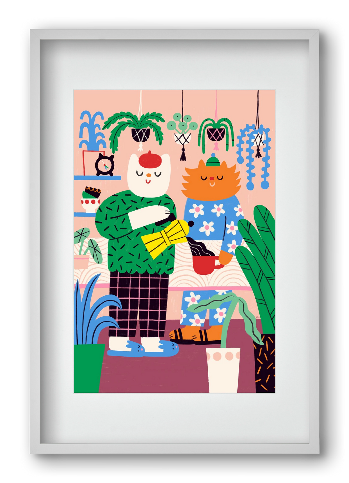 Cat Coffee, 40x60 cm (30x45 cm), Fehér keret, paszpartuval