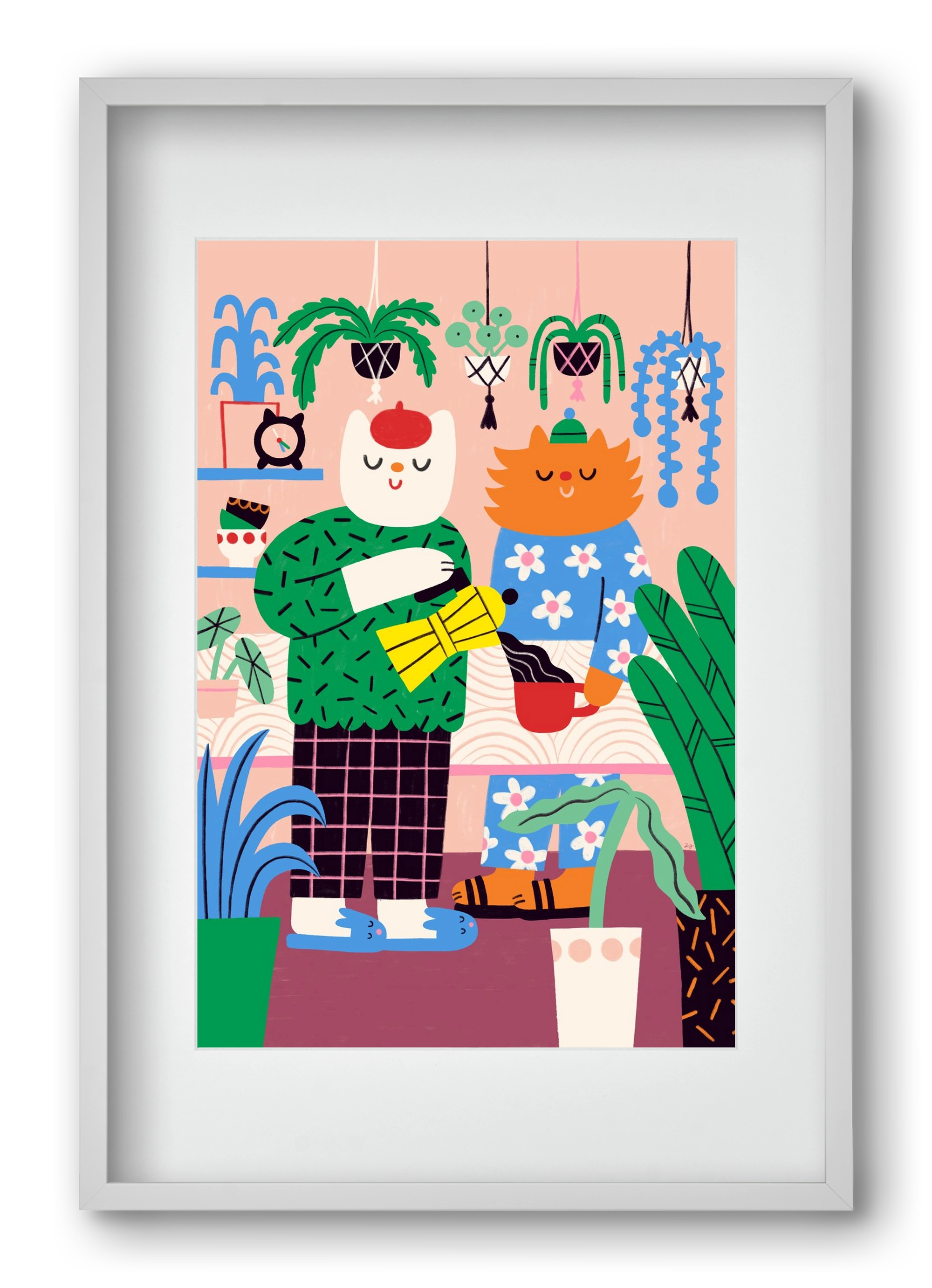 Cat Coffee, 40x60 cm (30x45 cm), Fehér keret, paszpartuval