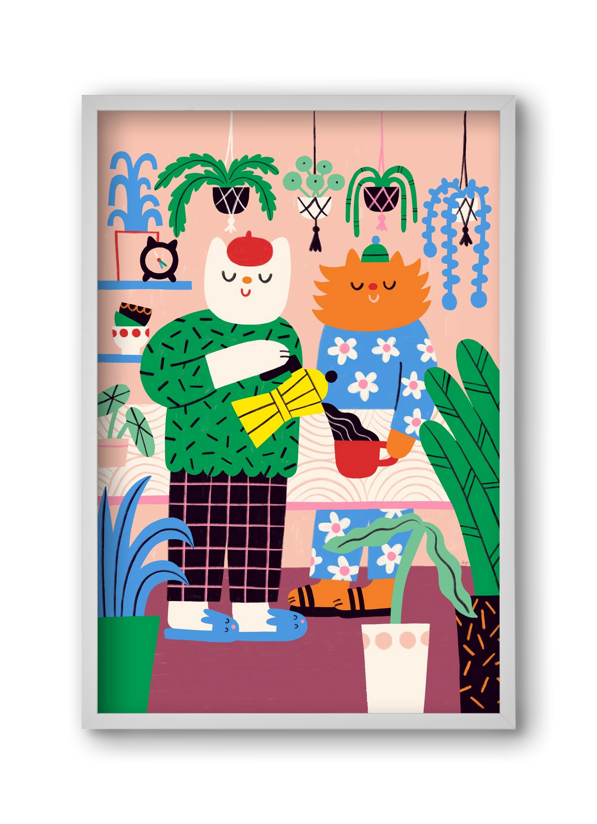 Cat Coffee, 30x45 cm (30x45 cm), Fehér keret