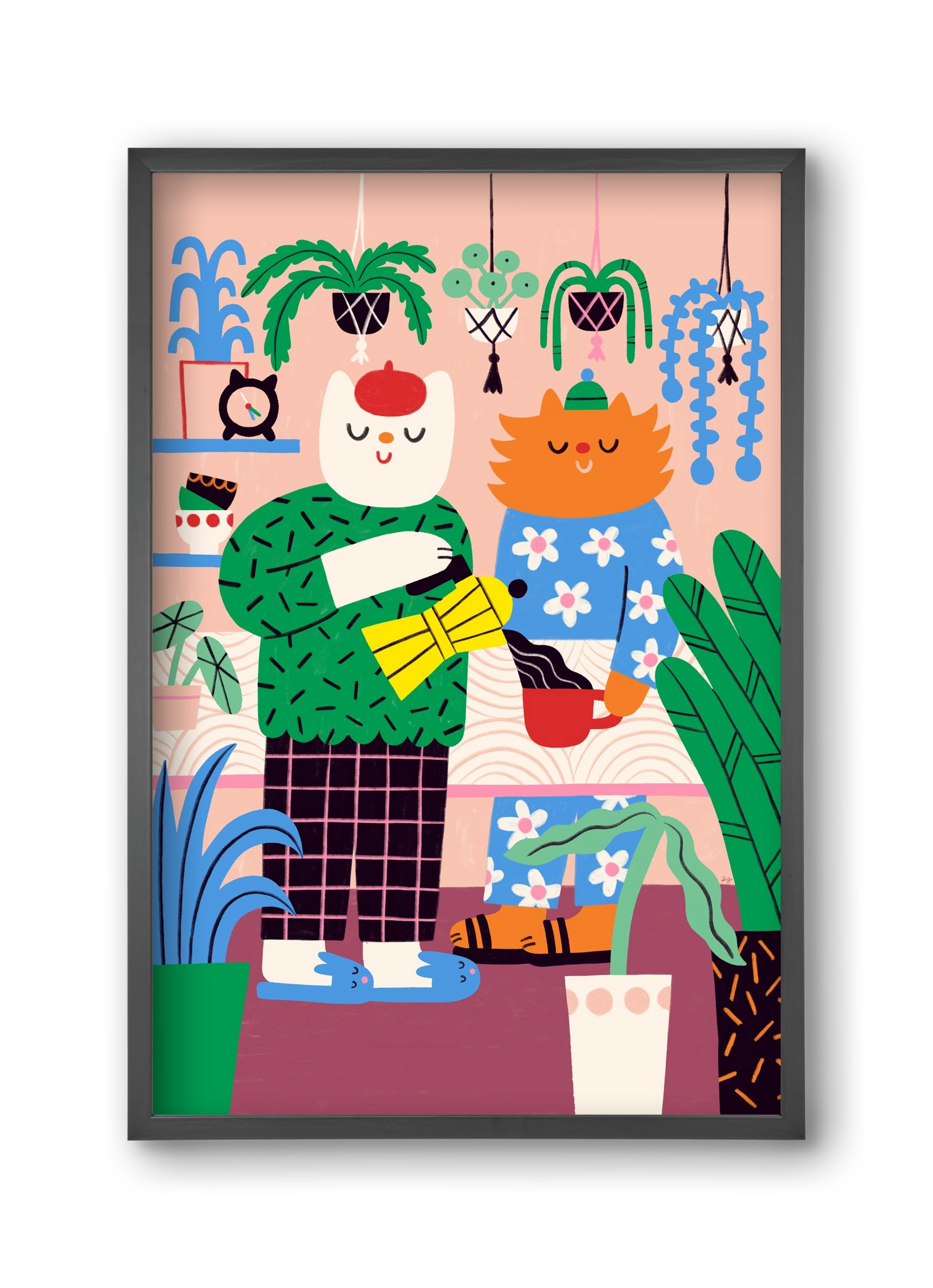 Cat Coffee, 30x45 cm (30x45 cm), Fekete keret