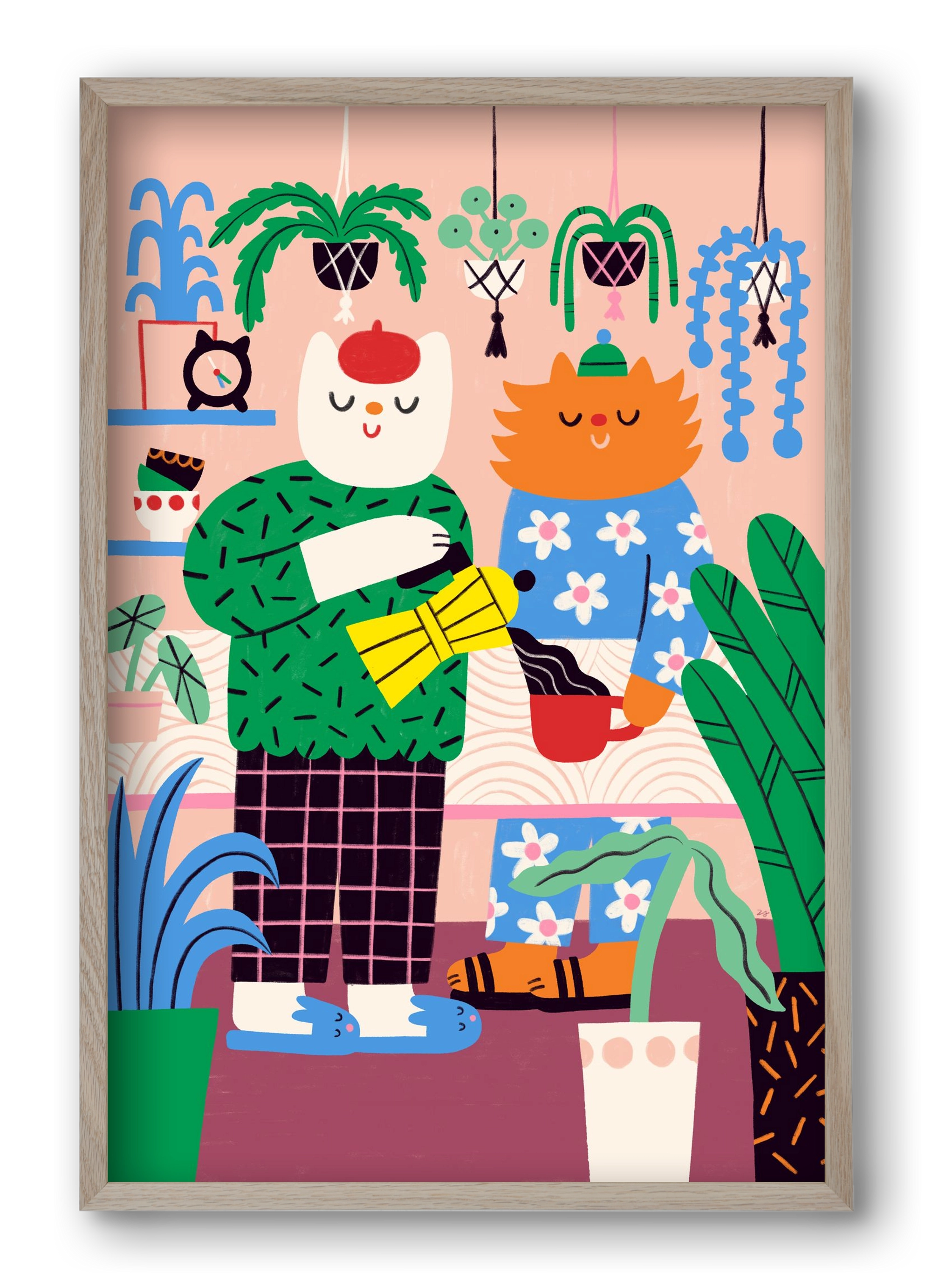 Cat Coffee, 40x60 cm (40x60 cm), Tölgy keret