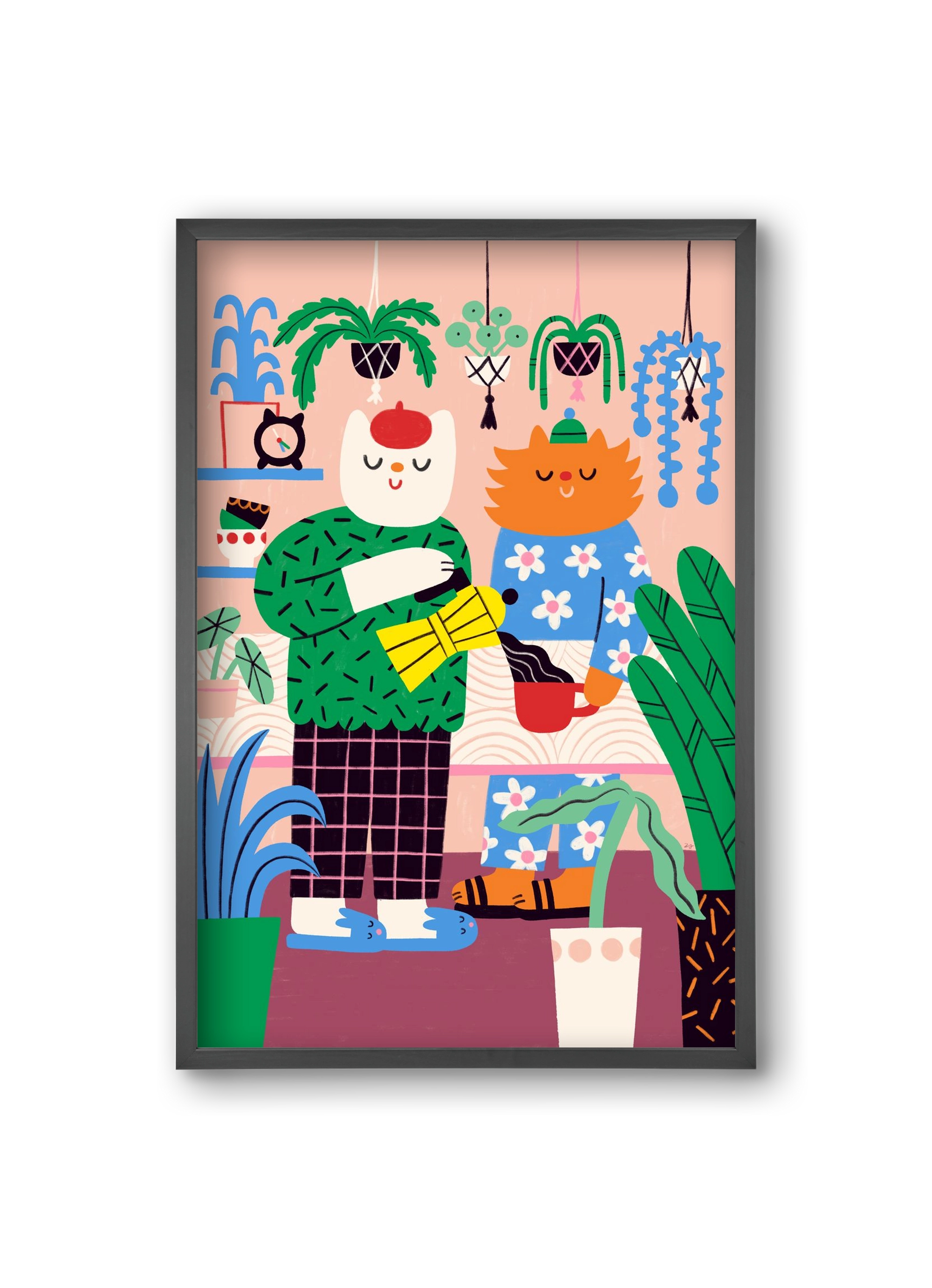 Cat Coffee, 20x30 cm (20x30 cm), Fekete keret