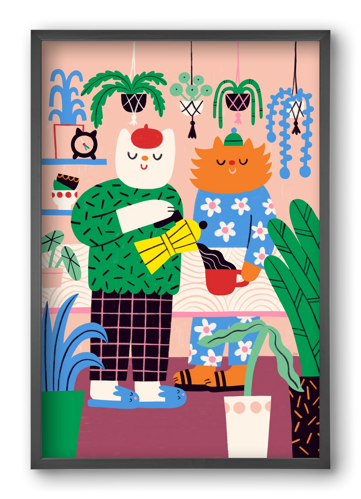 Cat Coffee, 40x60 cm (40x60 cm), Fekete keret