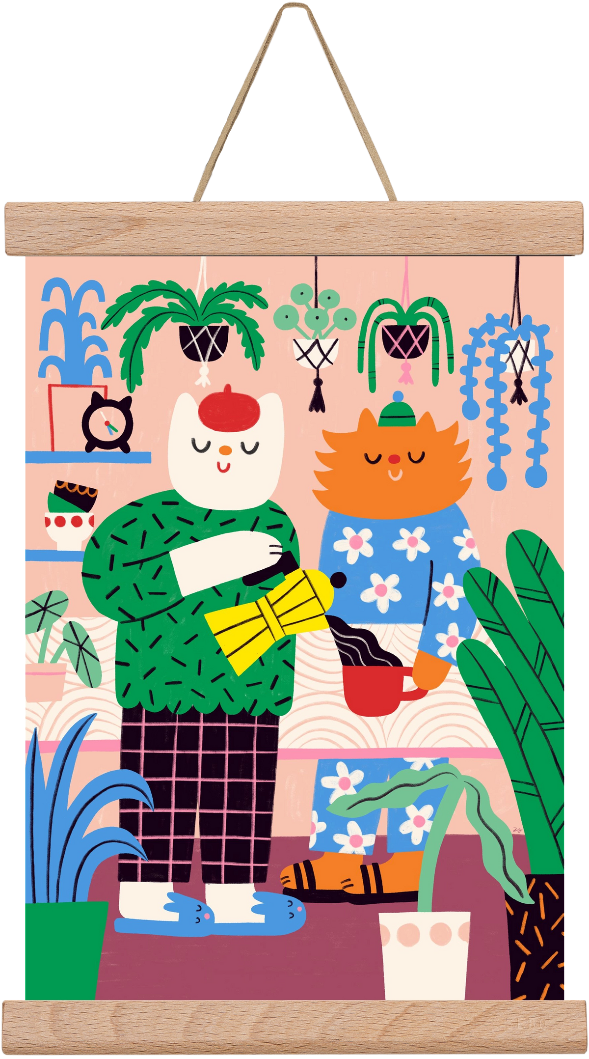 Cat Coffee, 20x30 cm (20x30 cm), Tölgy akasztó