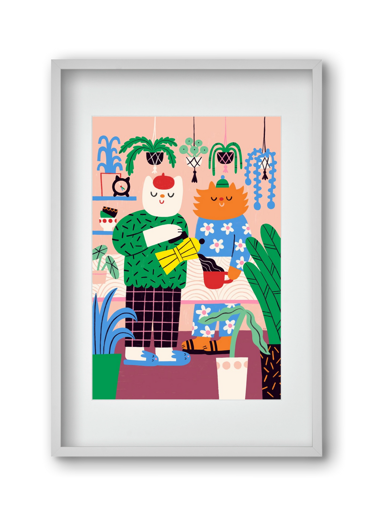 Cat Coffee, 30x45 cm (20x30 cm), Fehér keret, paszpartuval