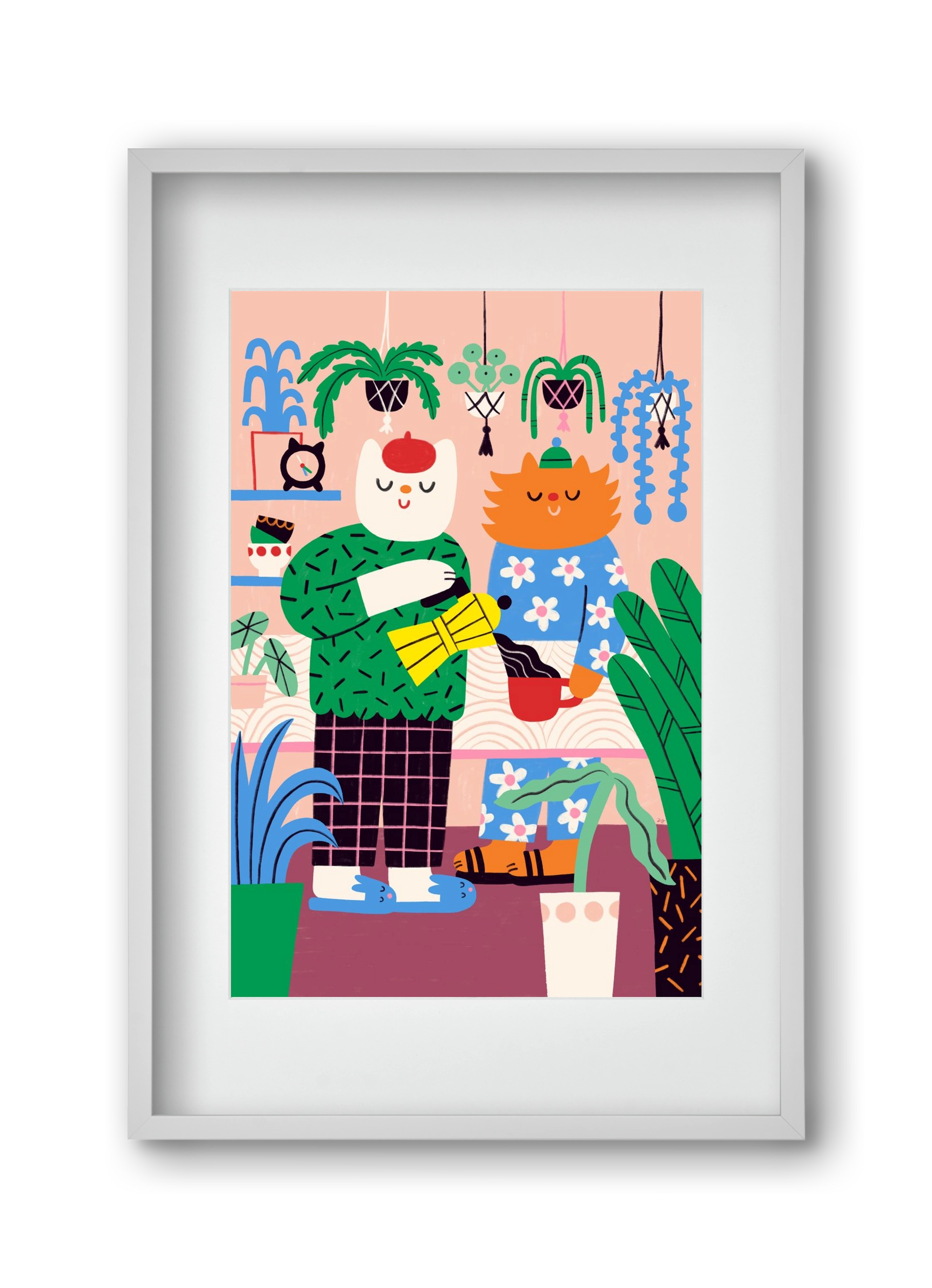 Cat Coffee, 30x45 cm (20x30 cm), Fehér keret, paszpartuval