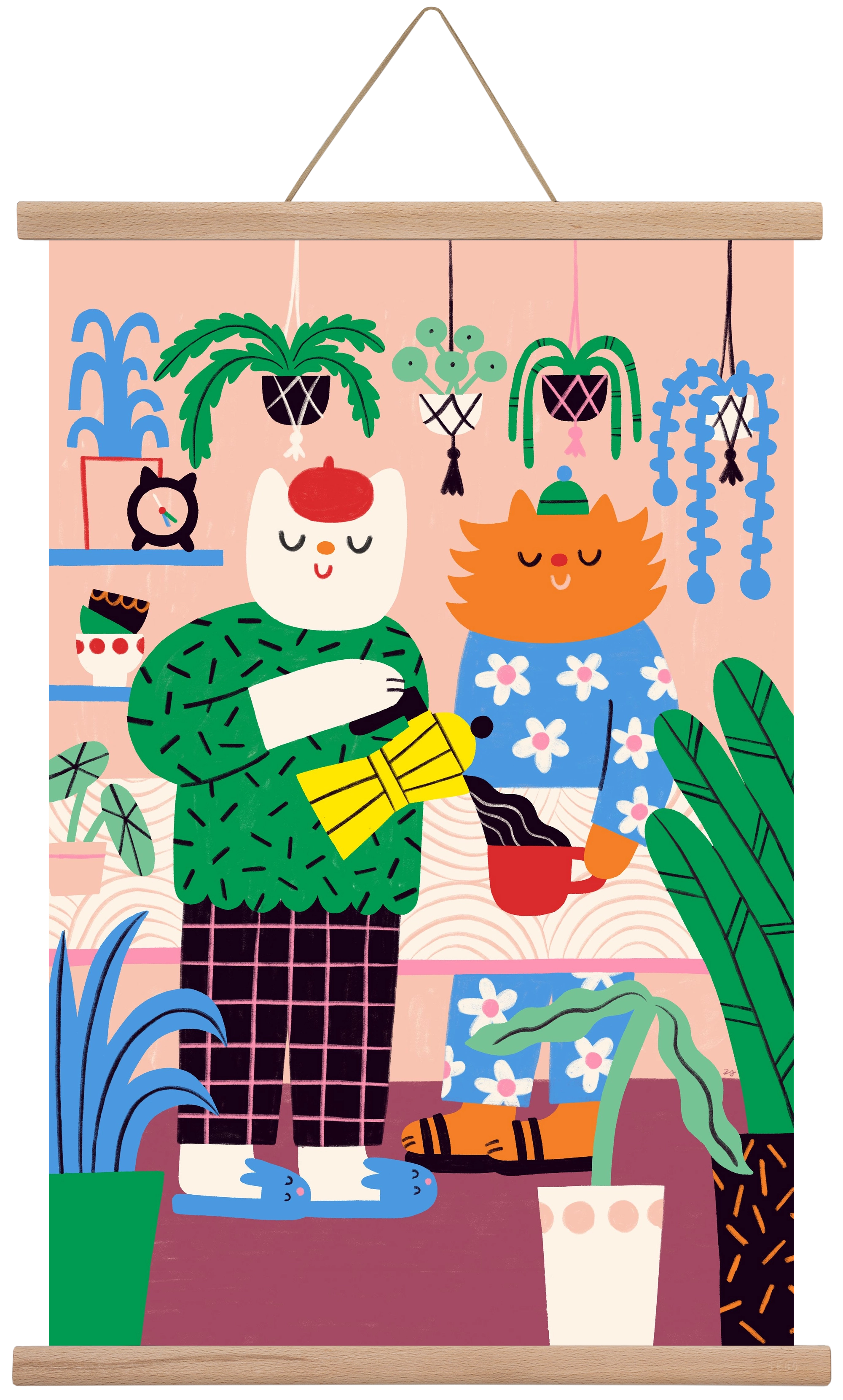 Cat Coffee, 40x60 cm (40x60 cm), Tölgy akasztó