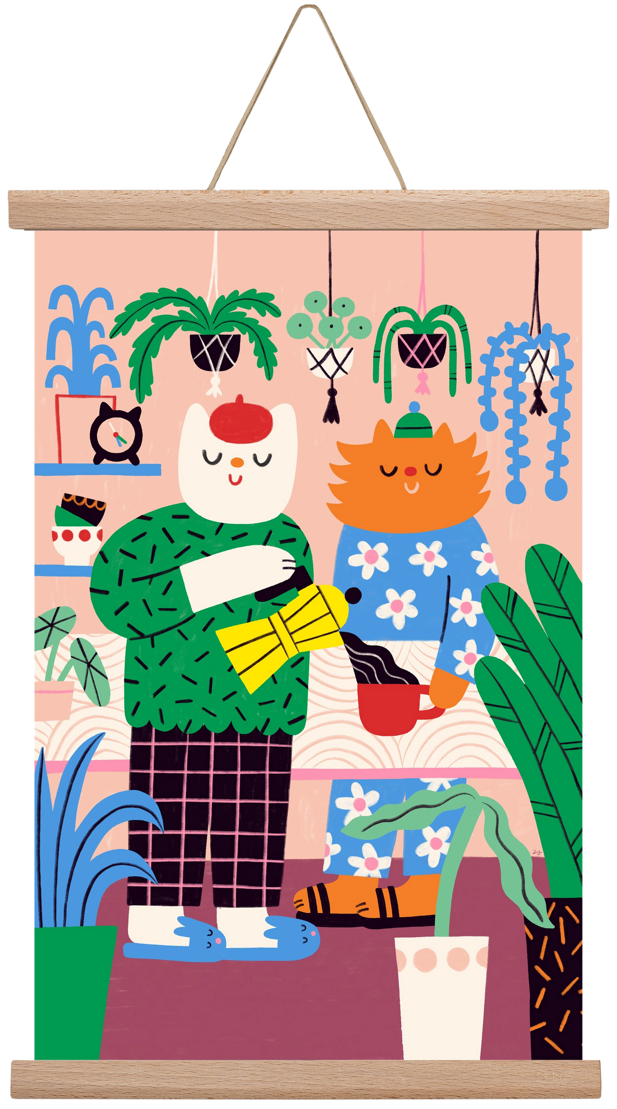 Cat Coffee, 30x45 cm (30x45 cm), Tölgy akasztó