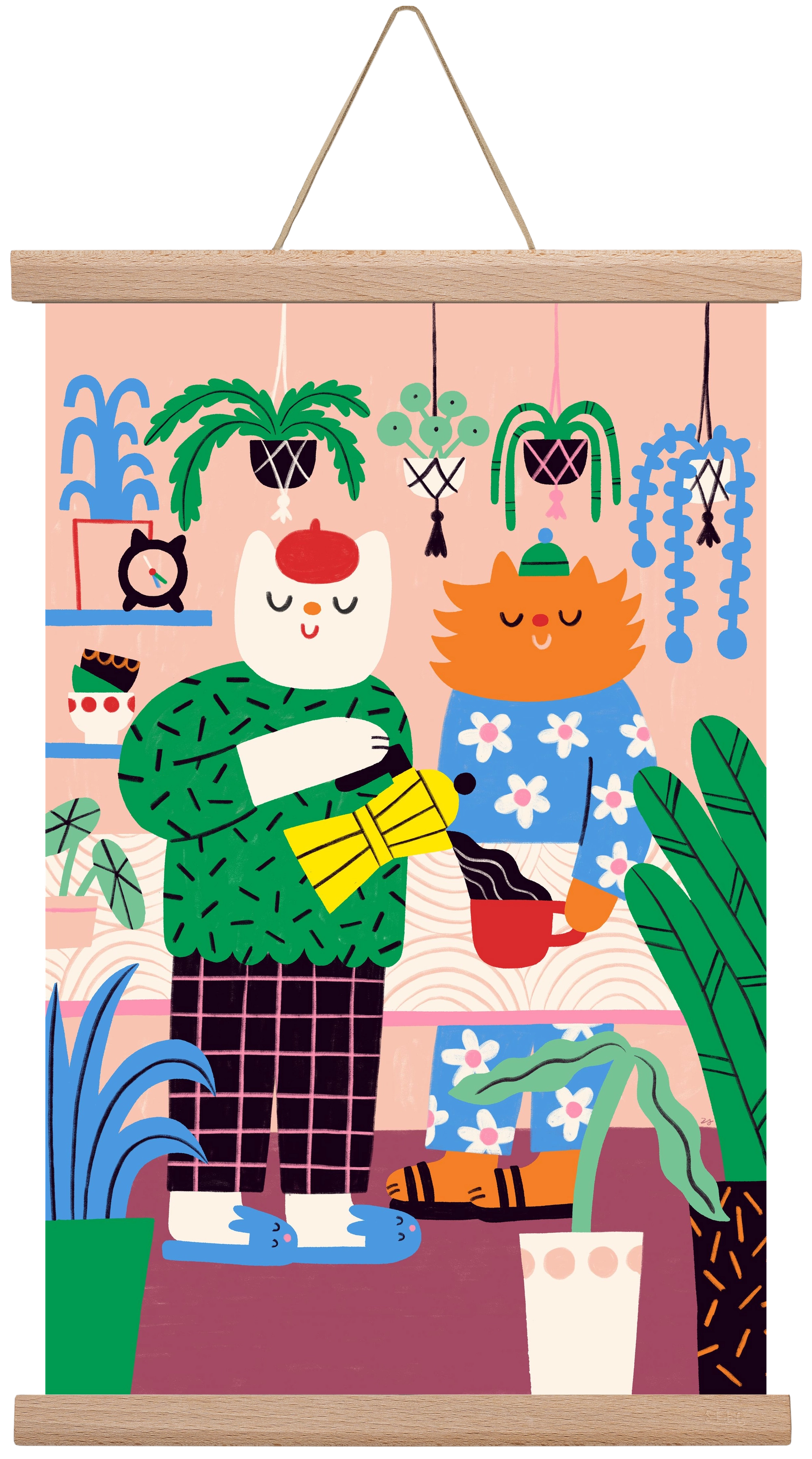 Cat Coffee, 30x45 cm (30x45 cm), Tölgy akasztó