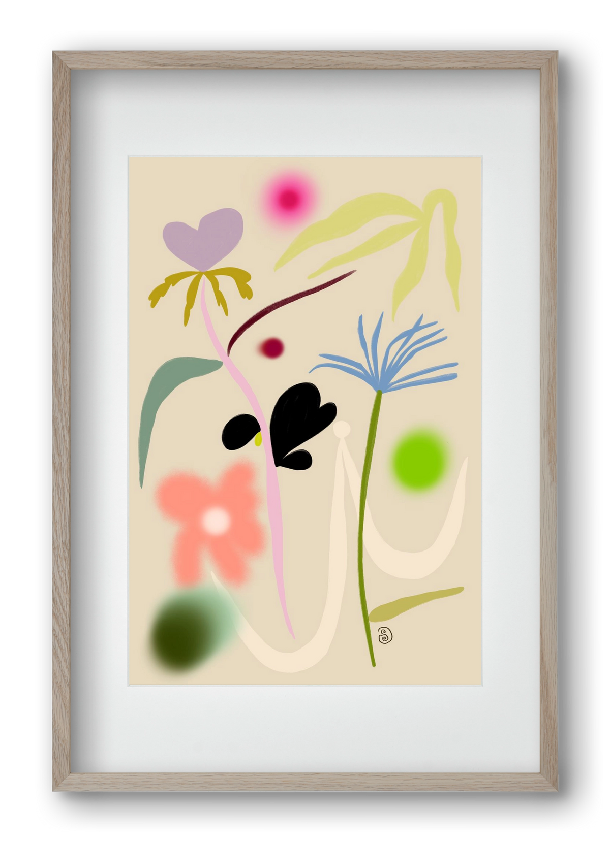QUIET FLOWERS DANCE, 40x60 cm (30x45 cm), Tölgy keret, paszpartuval