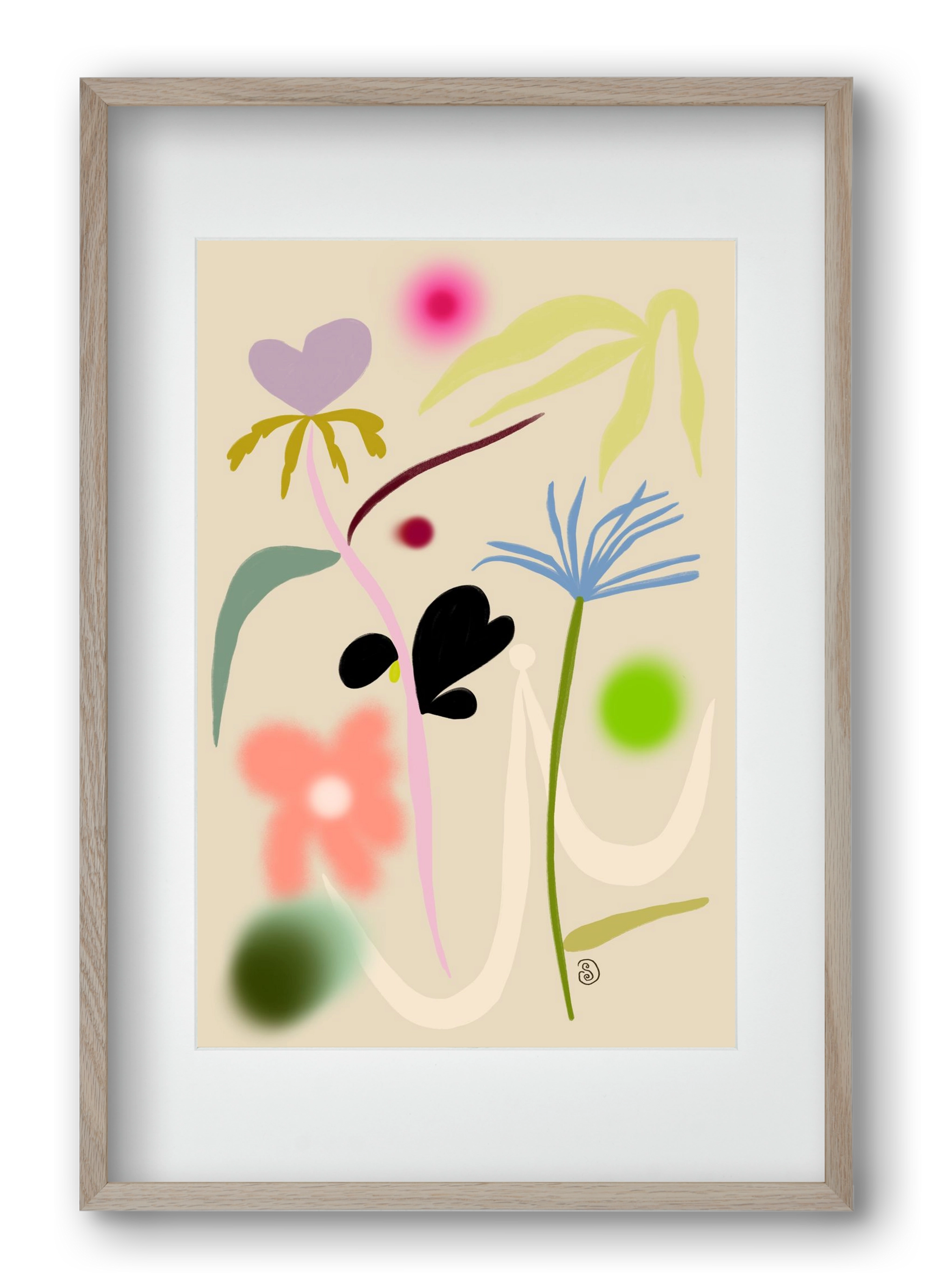 QUIET FLOWERS DANCE, 40x60 cm (30x45 cm), Tölgy keret, paszpartuval