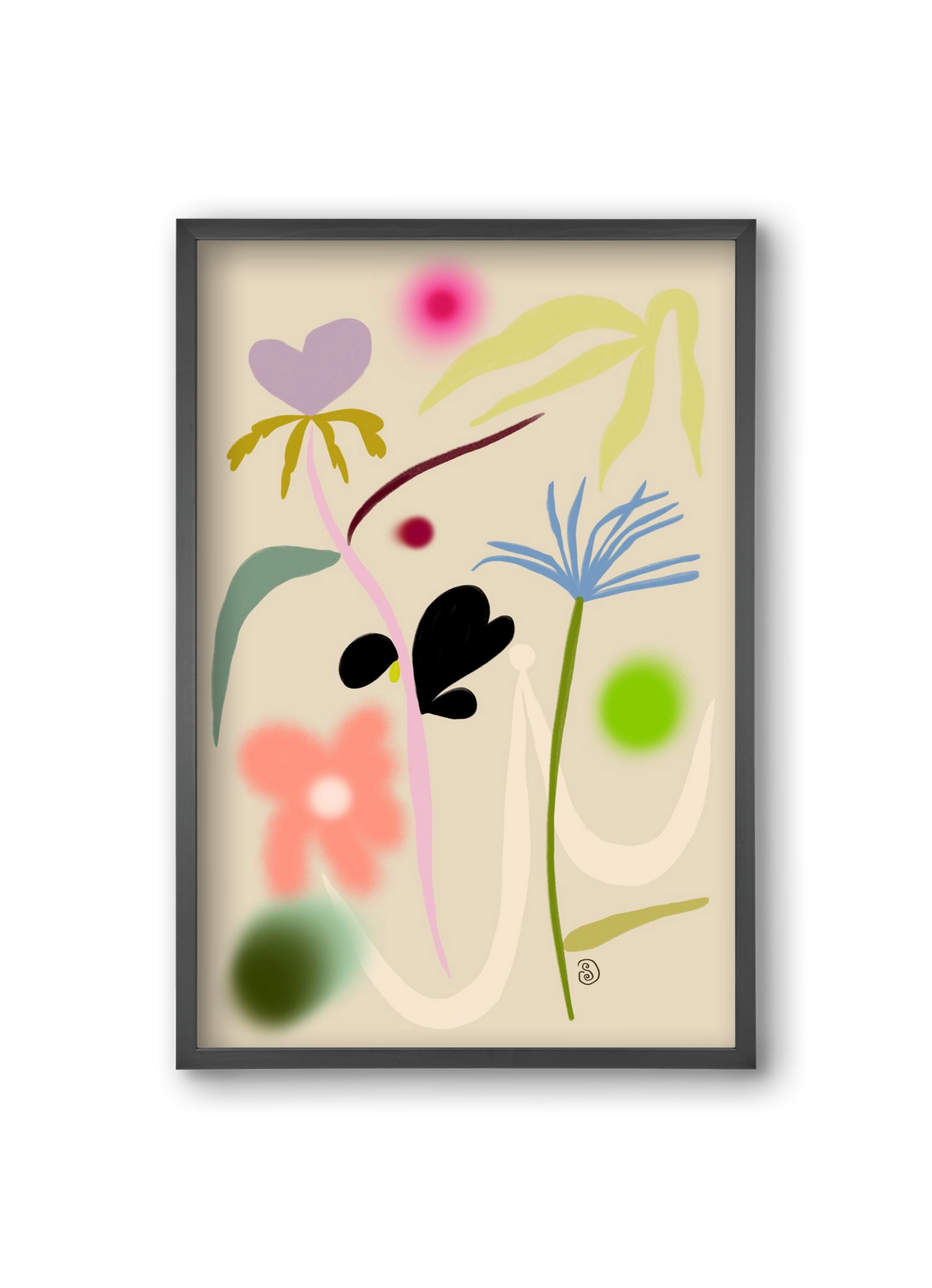 QUIET FLOWERS DANCE, 20x30 cm (20x30 cm), Fekete keret