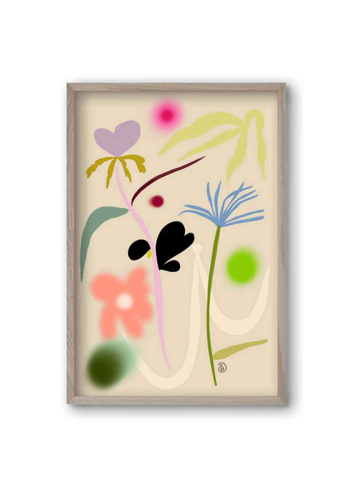 QUIET FLOWERS DANCE, 20x30 cm (20x30 cm), Tölgy keret