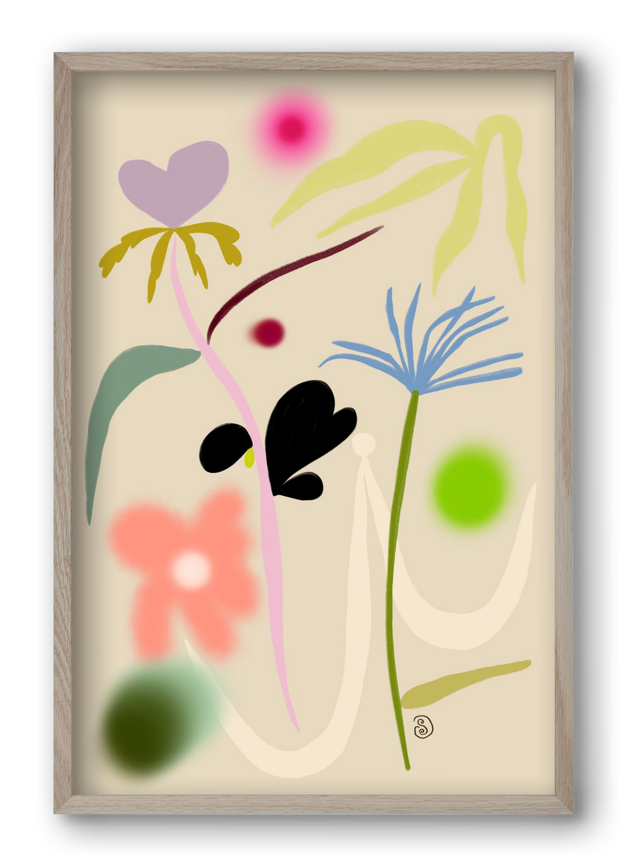 QUIET FLOWERS DANCE, 40x60 cm (40x60 cm), Tölgy keret