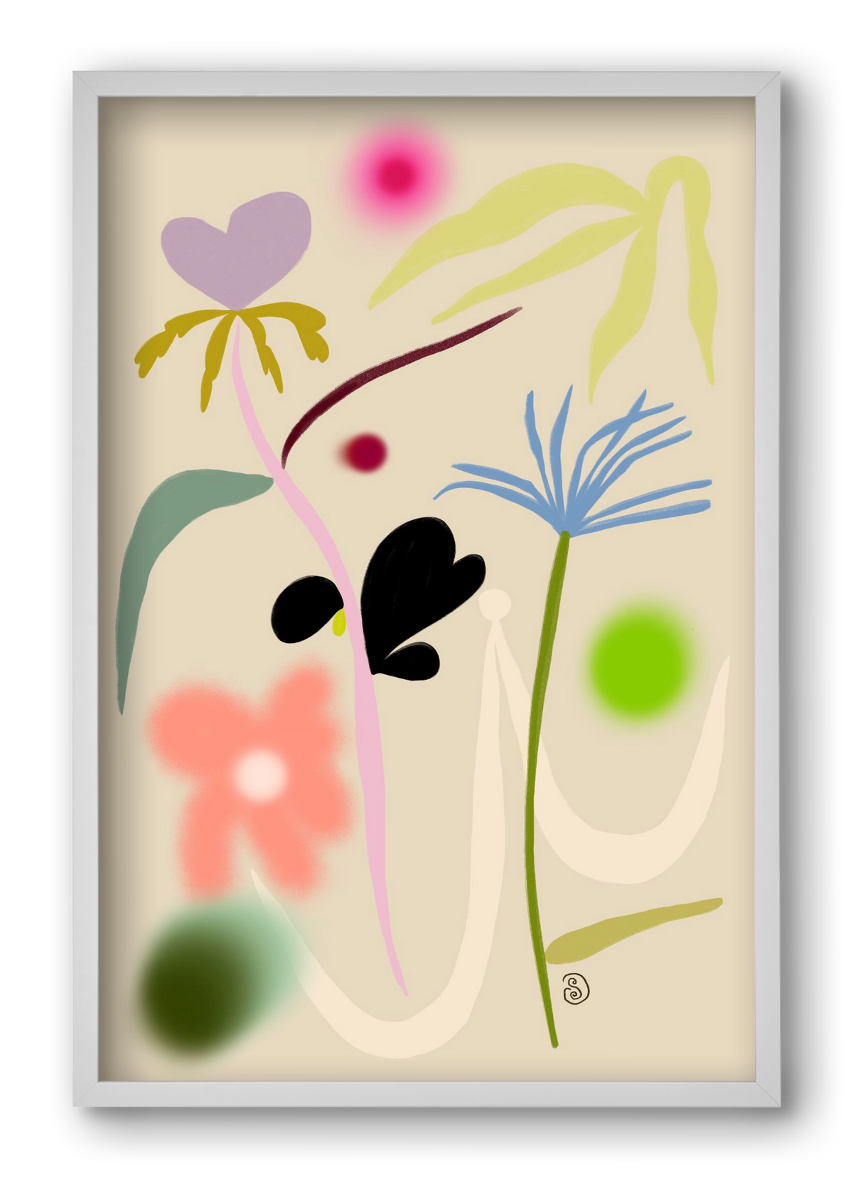 QUIET FLOWERS DANCE, 40x60 cm (40x60 cm), Fehér keret