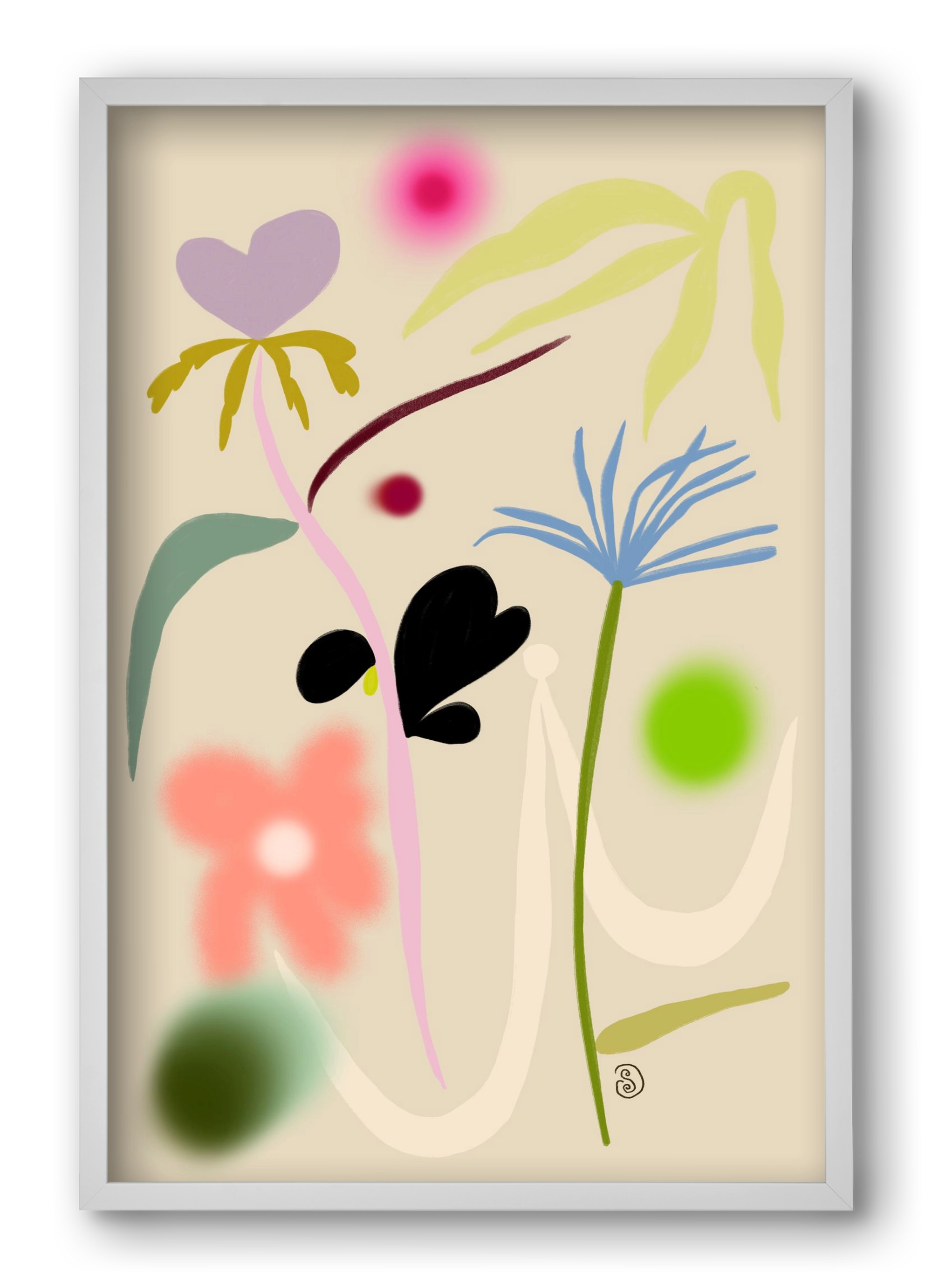 QUIET FLOWERS DANCE, 40x60 cm (40x60 cm), Fehér keret