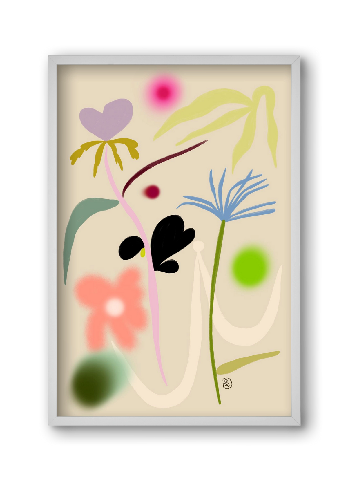 QUIET FLOWERS DANCE, 30x45 cm (30x45 cm), Fehér keret