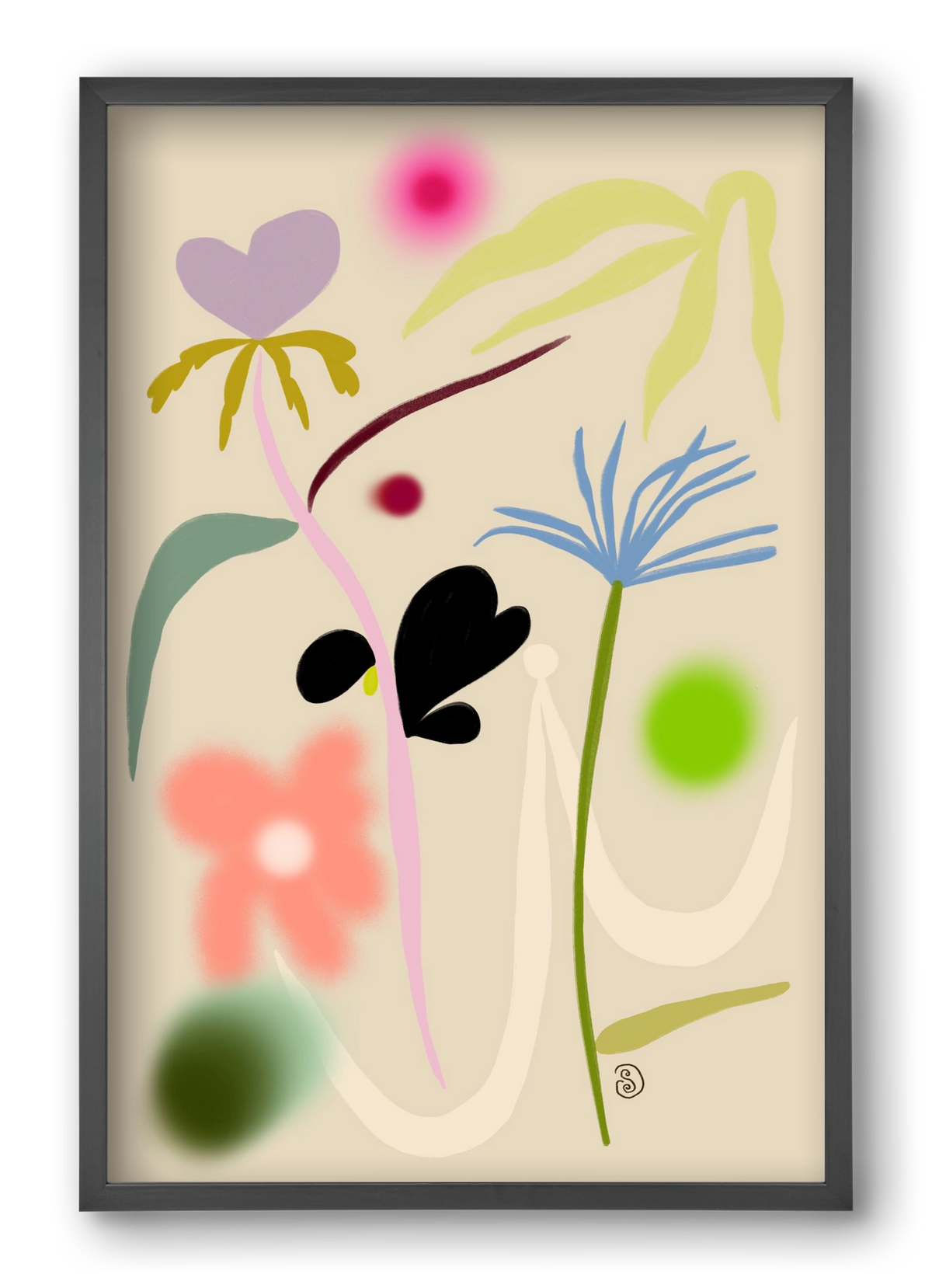 QUIET FLOWERS DANCE, 40x60 cm (40x60 cm), Fekete keret