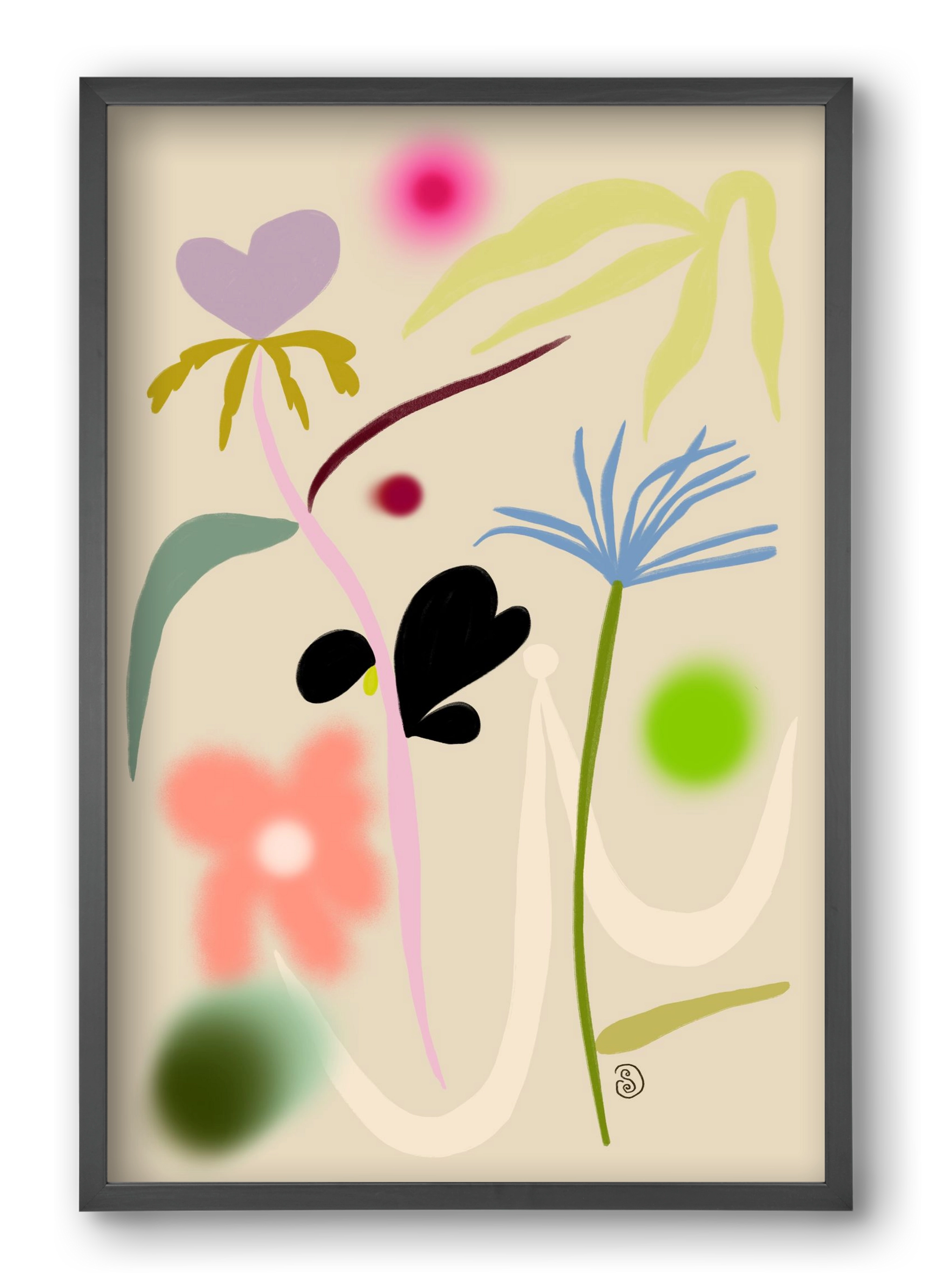 QUIET FLOWERS DANCE, 40x60 cm (40x60 cm), Fekete keret
