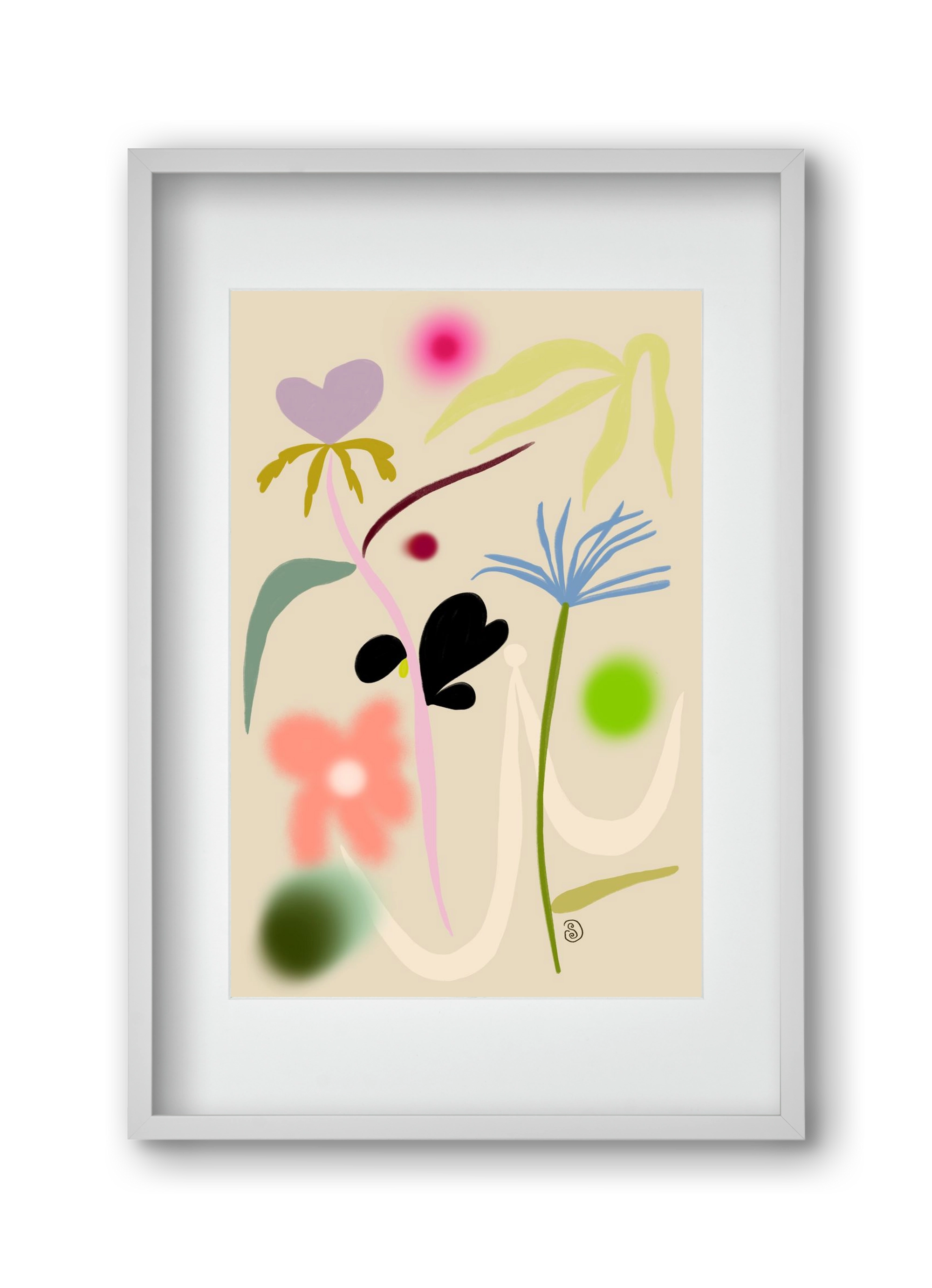 QUIET FLOWERS DANCE, 30x45 cm (20x30 cm), Fehér keret, paszpartuval