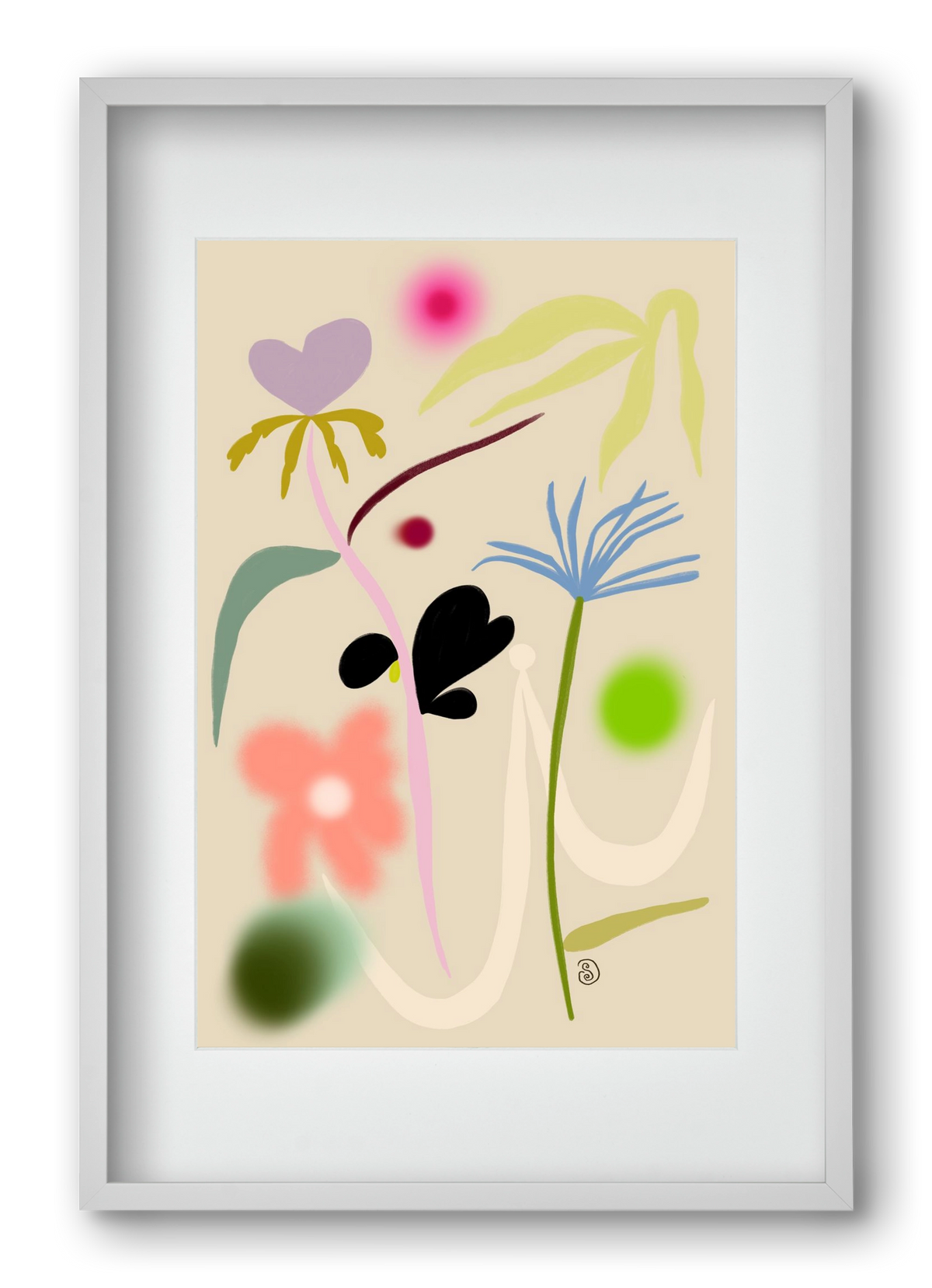 QUIET FLOWERS DANCE, 40x60 cm (30x45 cm), Fehér keret, paszpartuval