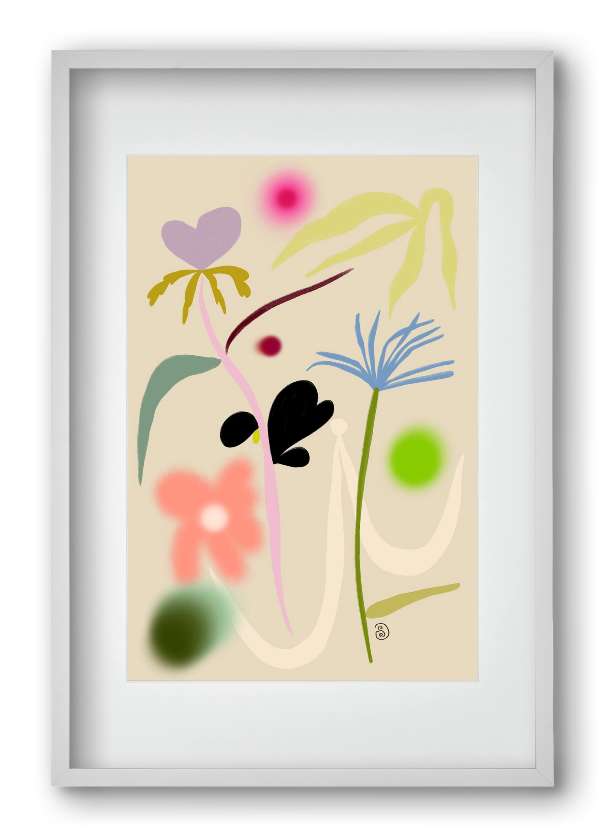 QUIET FLOWERS DANCE, 40x60 cm (30x45 cm), Fehér keret, paszpartuval